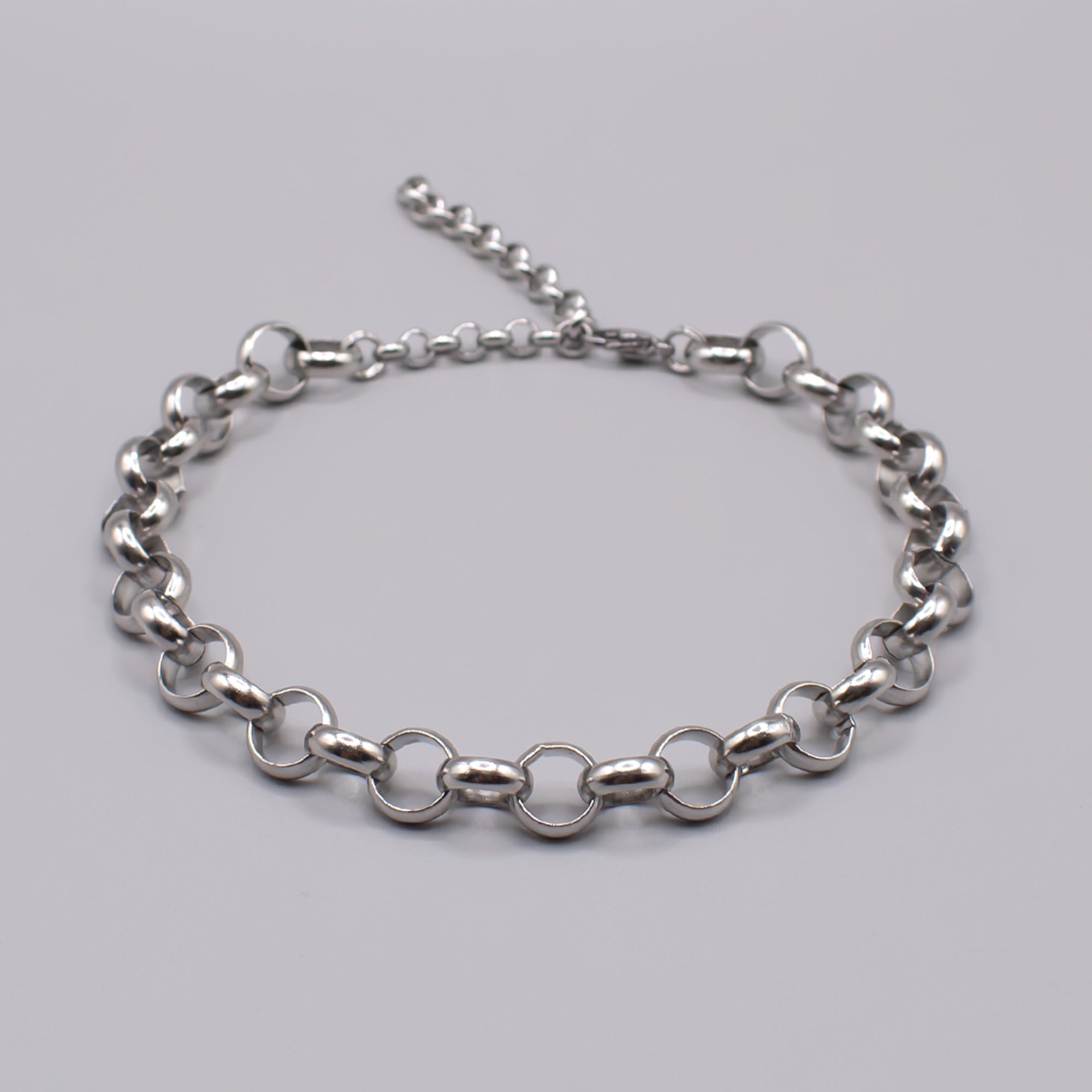 Chunky Plain Belcher Choker Necklace - (Silver) 12mm