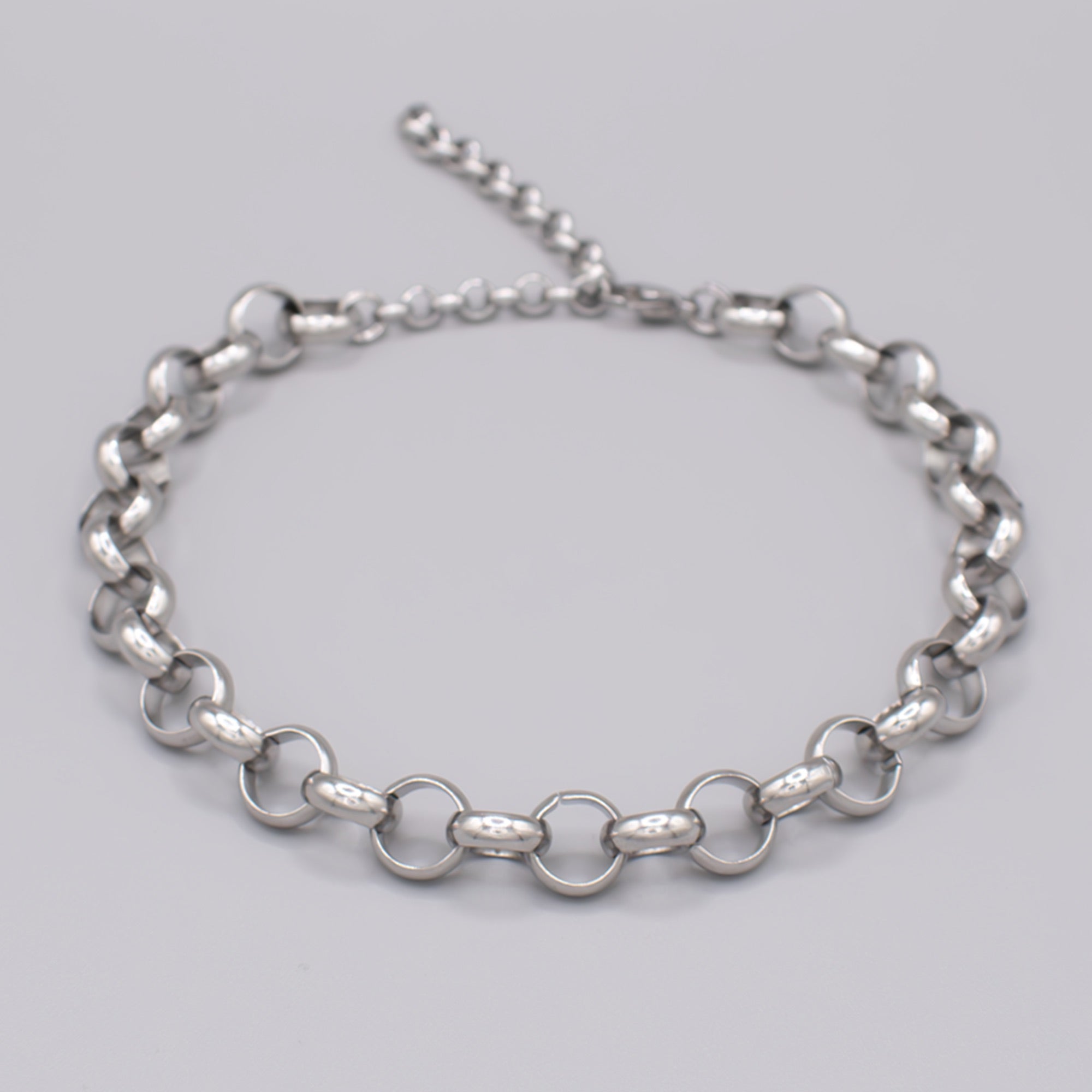 Chunky Plain Belcher Choker Necklace - (Silver) 12mm