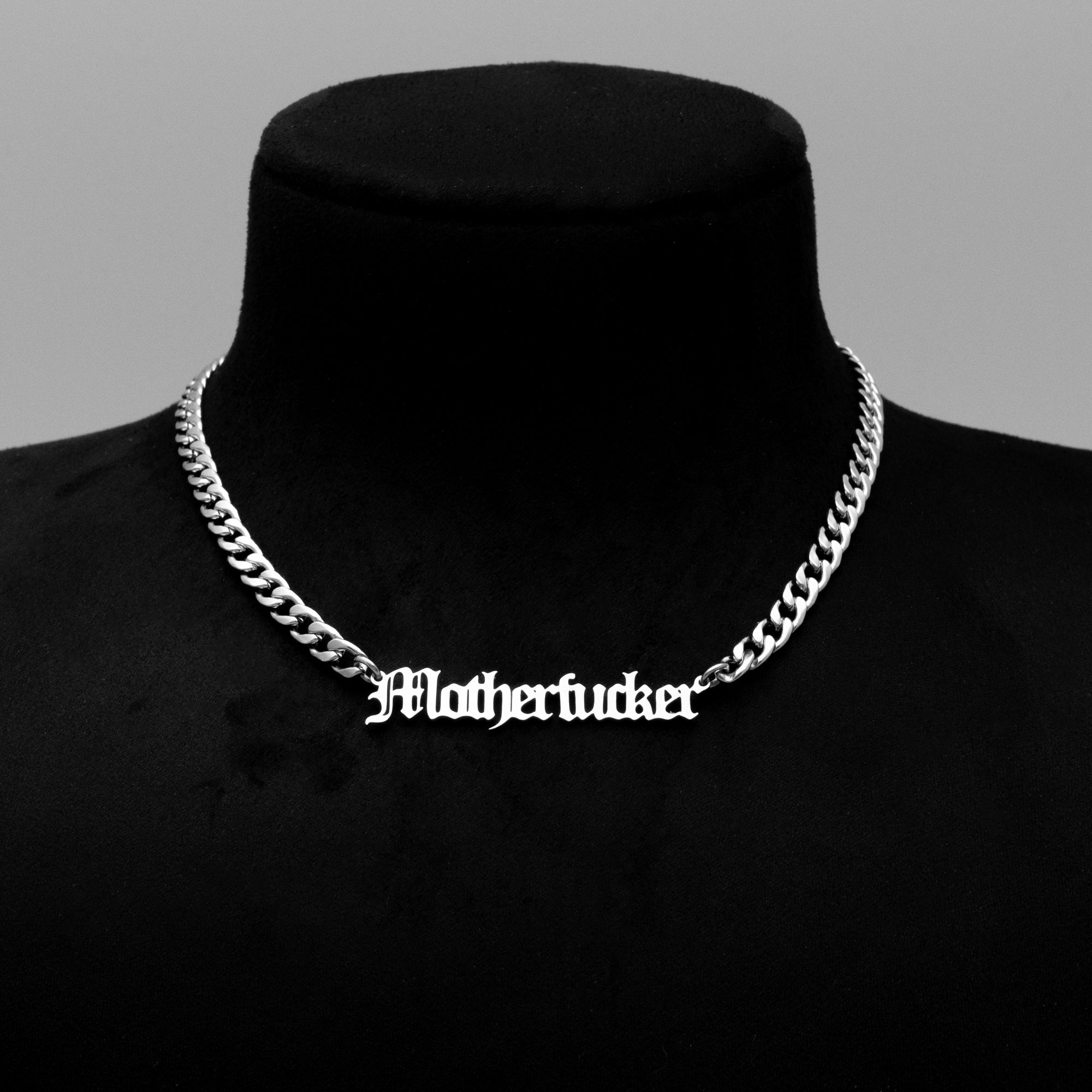 Mother F**ker Cuban Link Choker Chain (Silver)