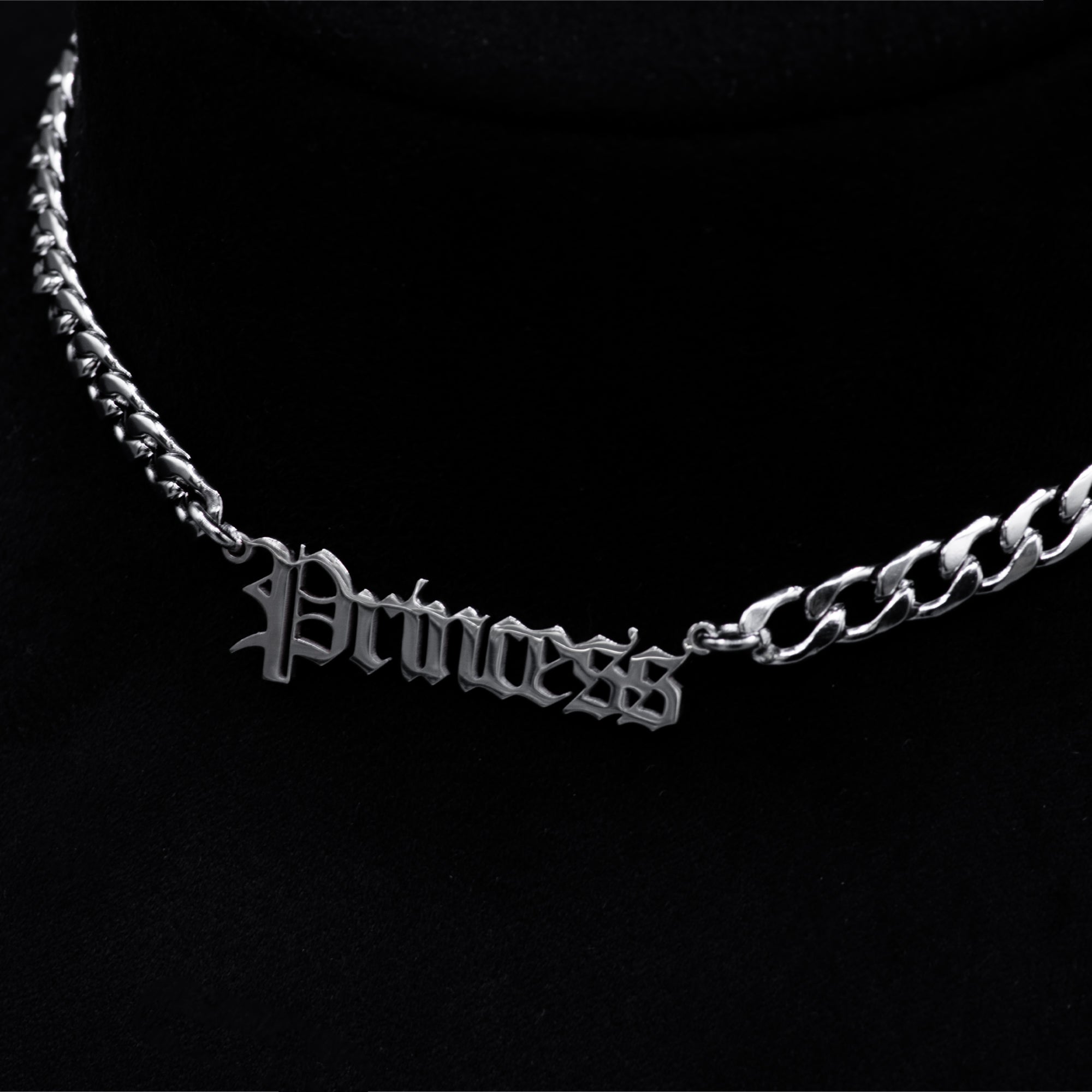 Princess Word Choker Necklace (Silver)