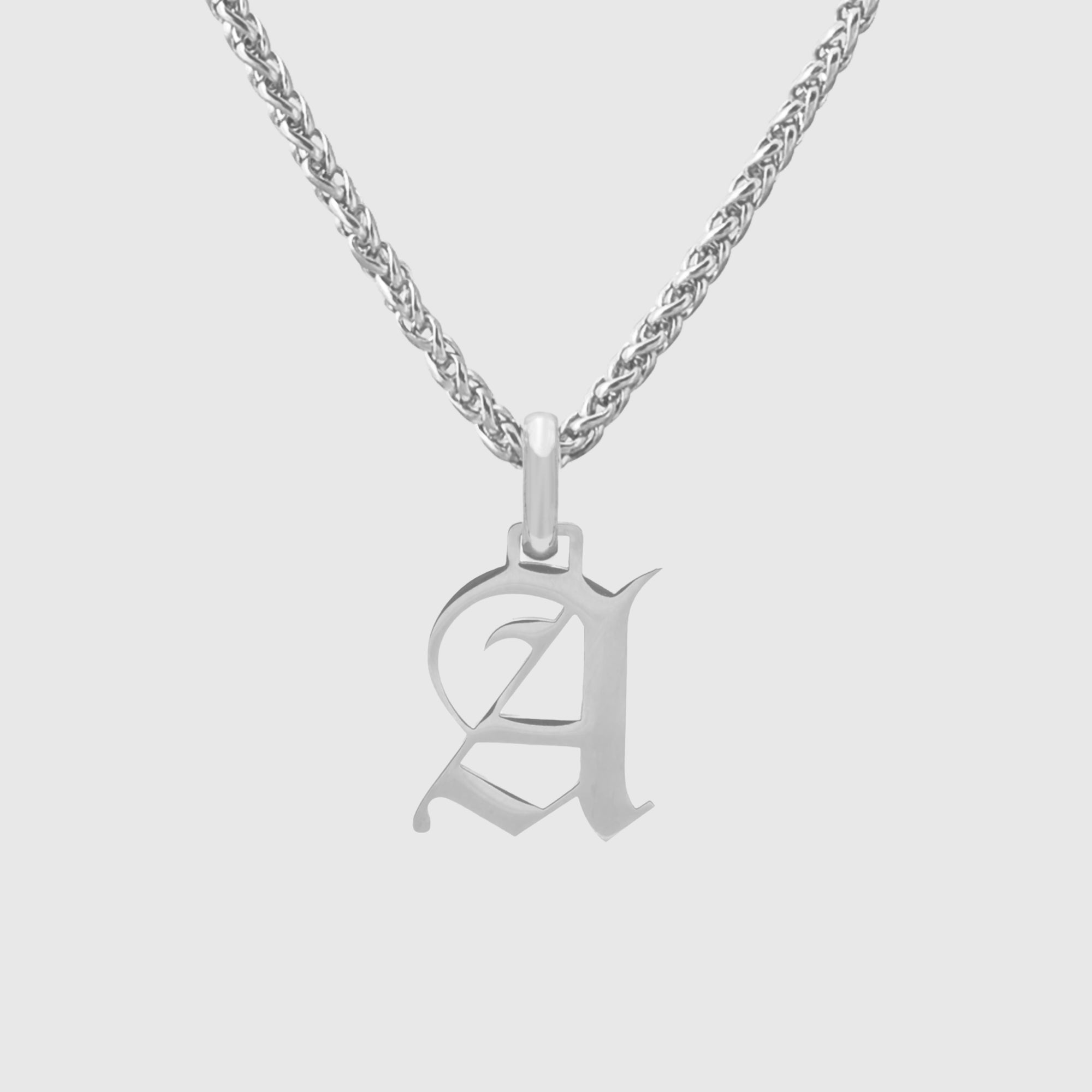 Gothic Initial Necklace (Silver)