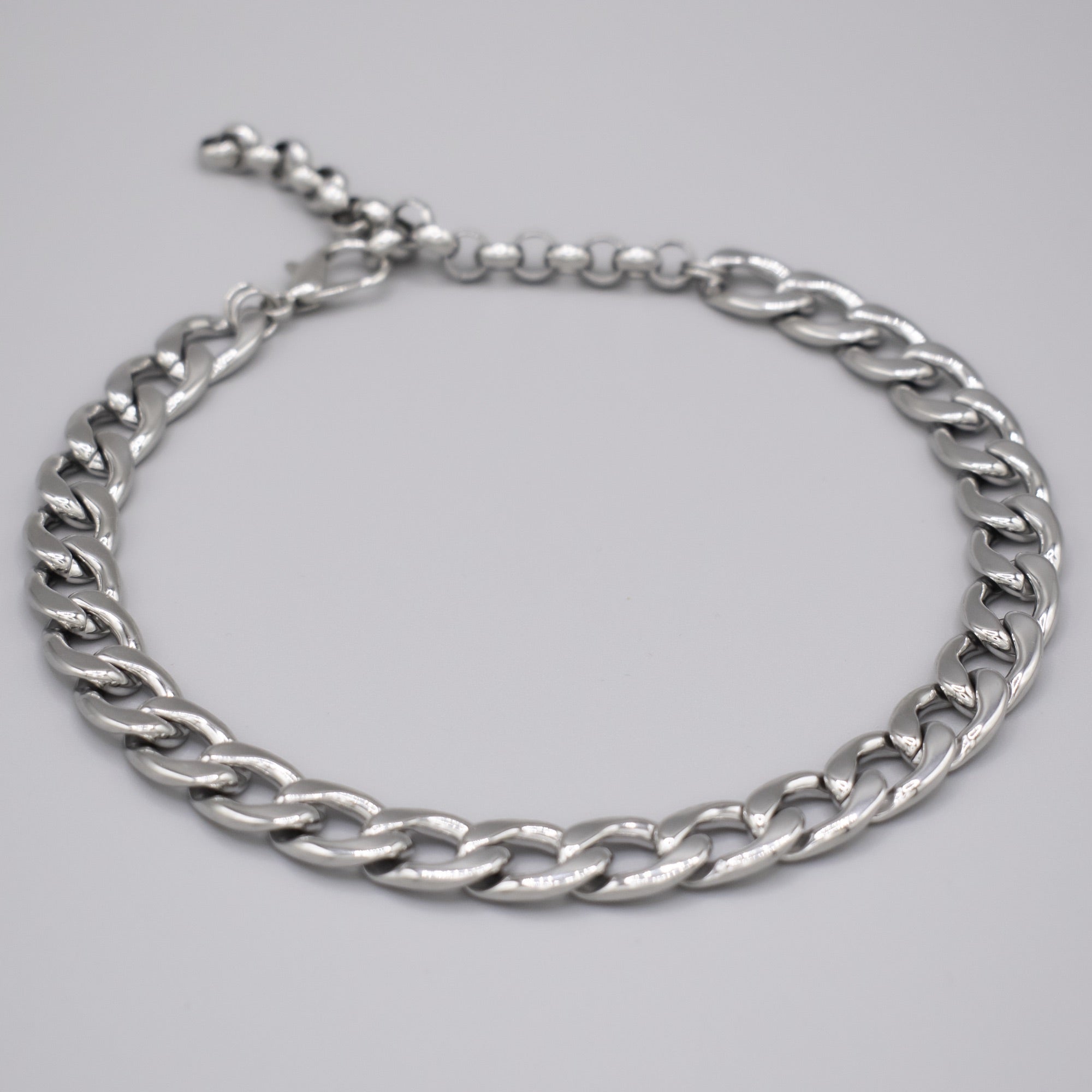 Schlichte kubanische Choker-Halskette – (Silber) 12 mm