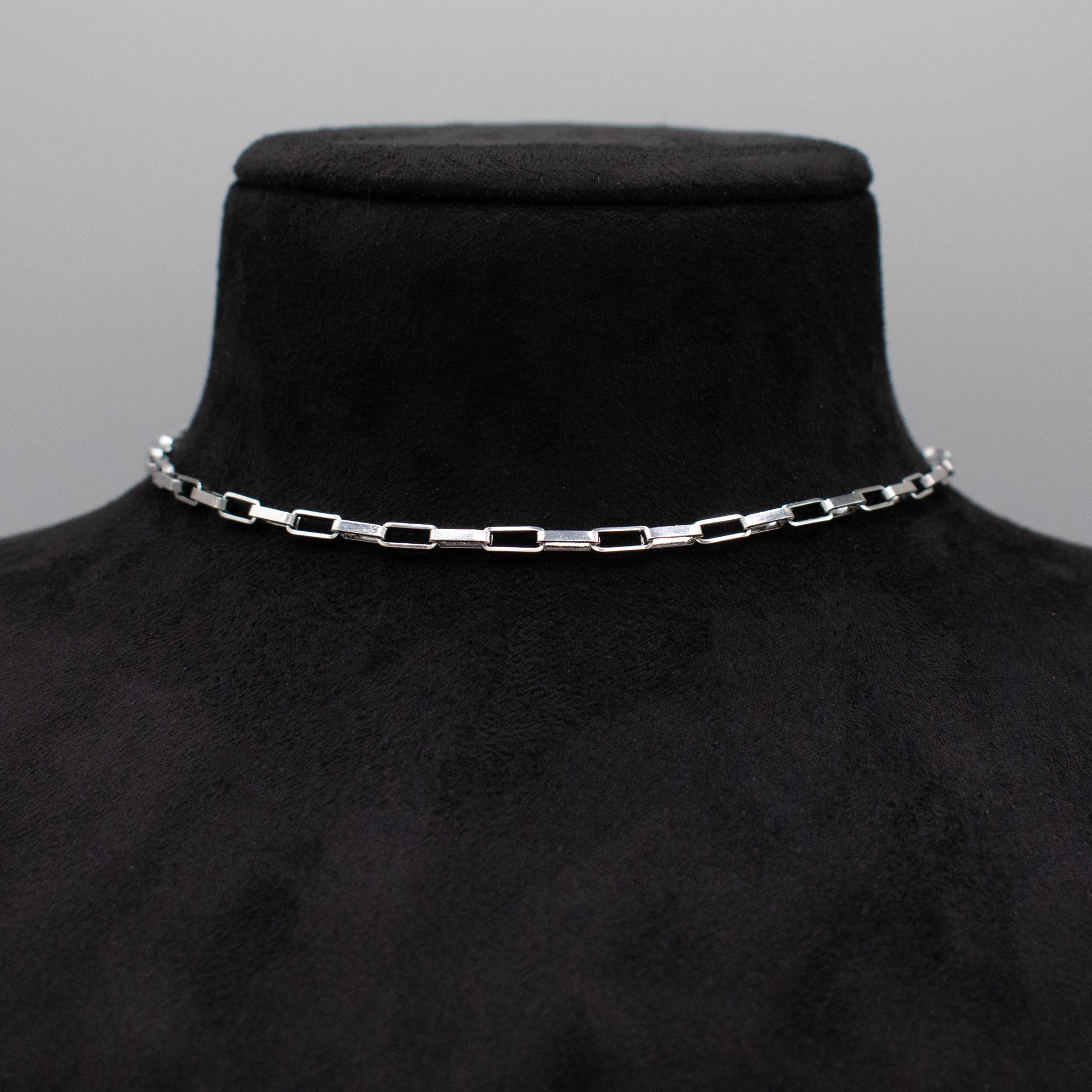Paperclip Chain Choker Necklace - (Silver) 8mm