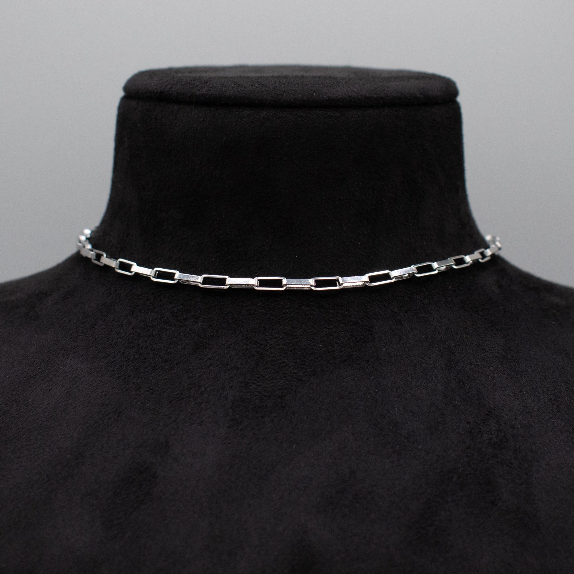 Choker-Halskette mit Büroklammerkette – (Silber) 8 mm