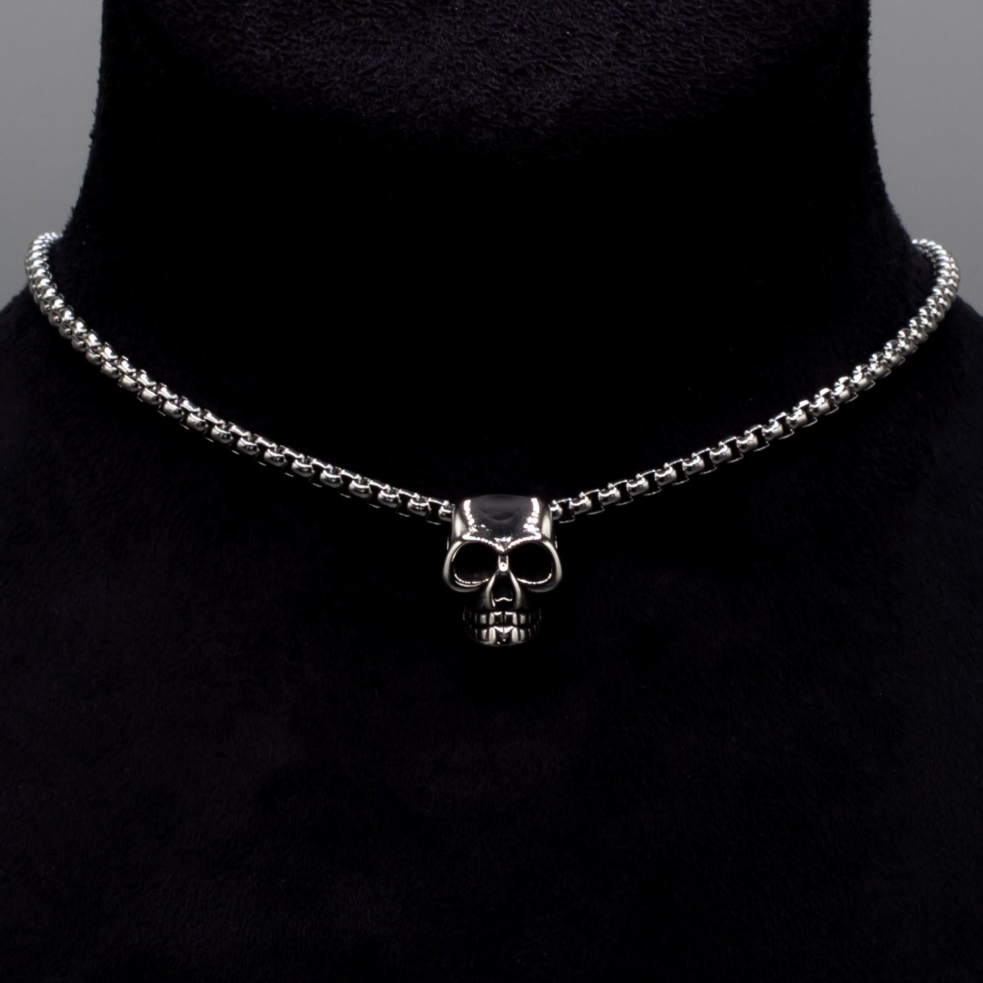 Skull Pendant Choker Necklace (Silver)