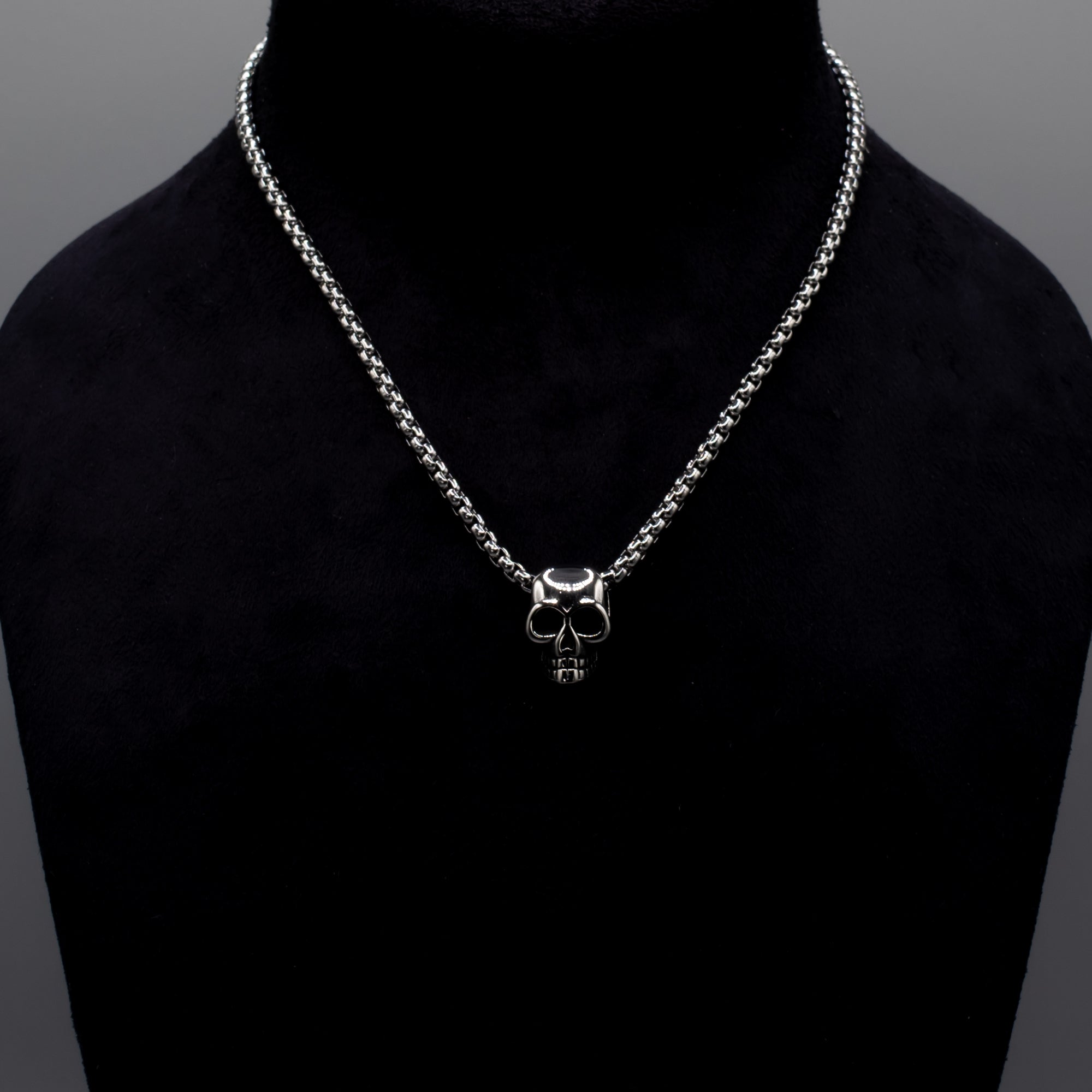 Silver Skull Pendant Choker Necklace