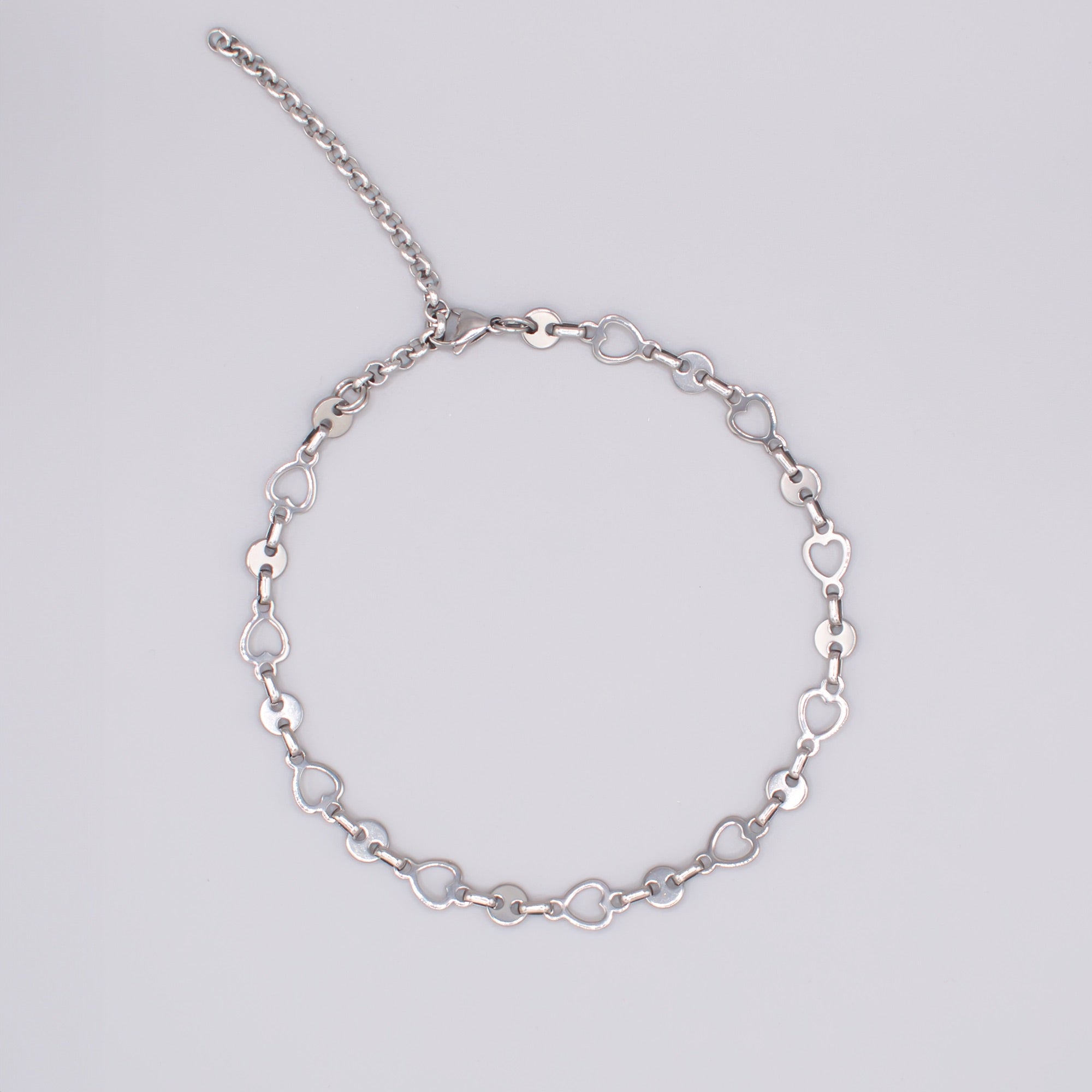 Linked Love Choker Necklace (Silver)