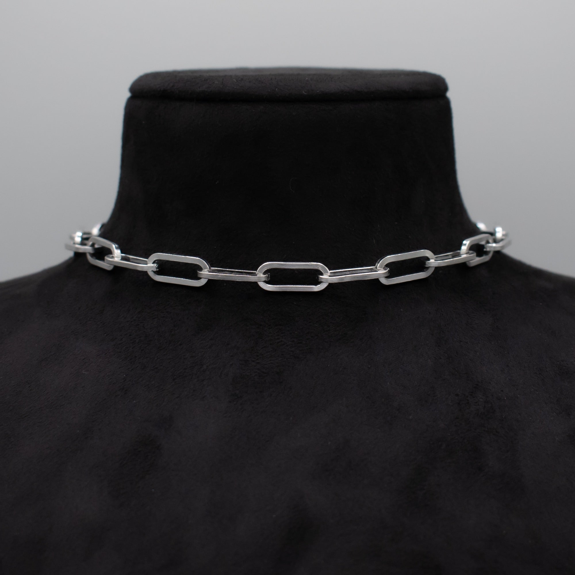 Paperclip Chain Choker Necklace - (Silver) 18mm