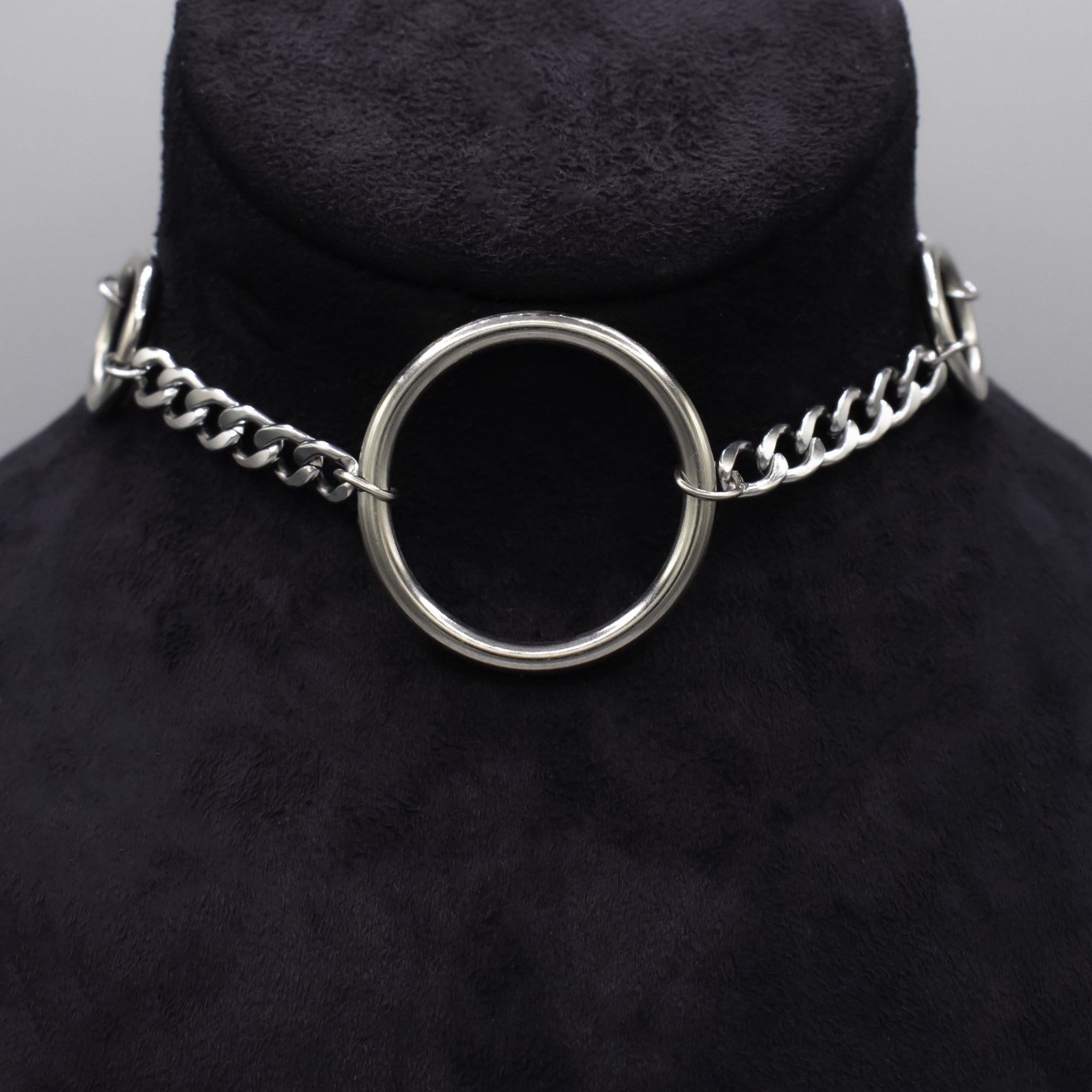 Triple O Ring Cuban Choker Necklace (Silver)