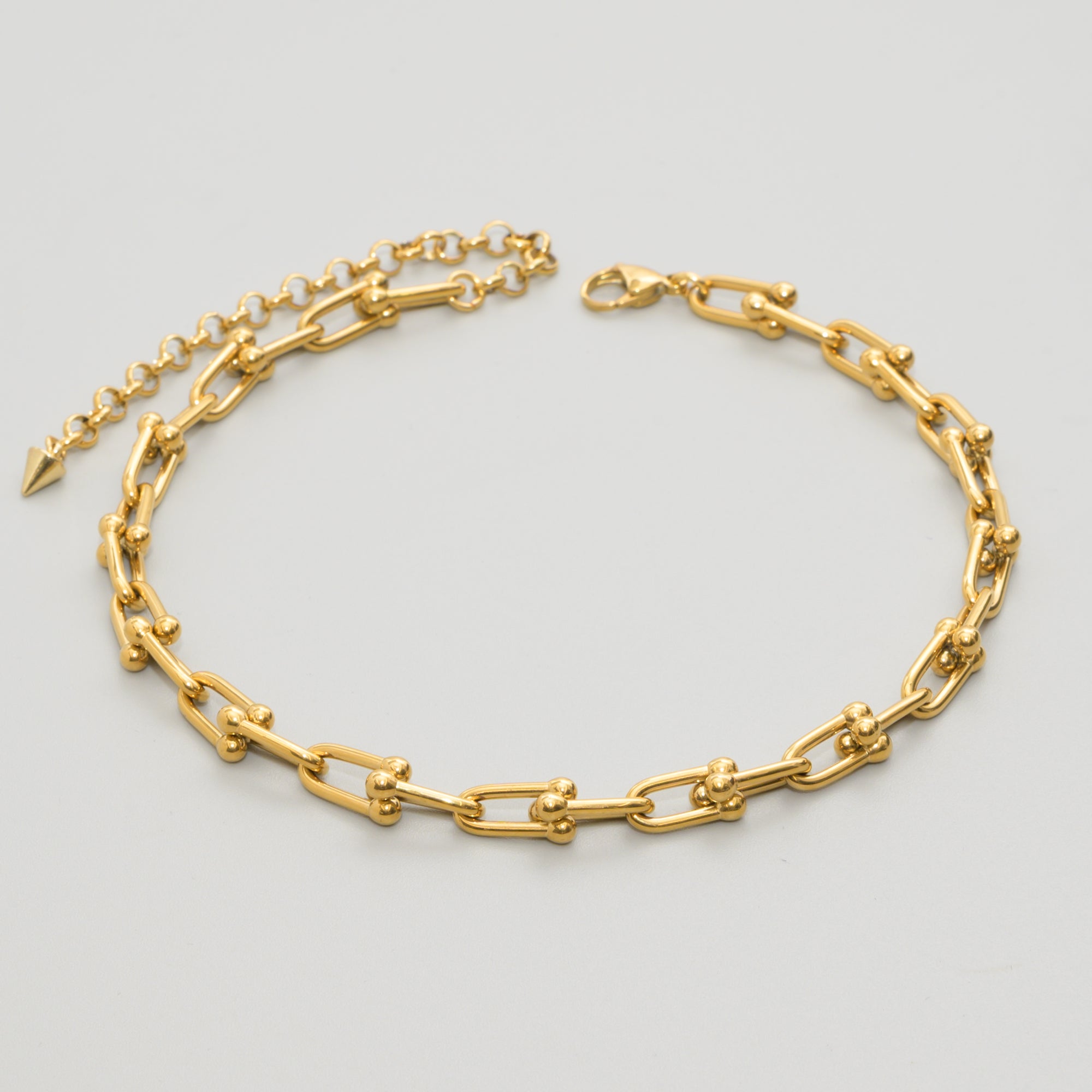 Forge Link Chain Choker Necklace - (Gold) 8mm