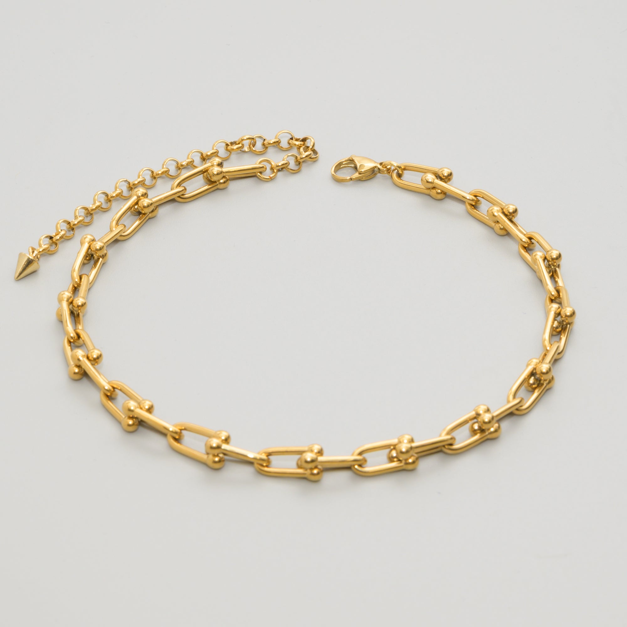 Forge Link Chain Choker Necklace - (Gold) 8mm