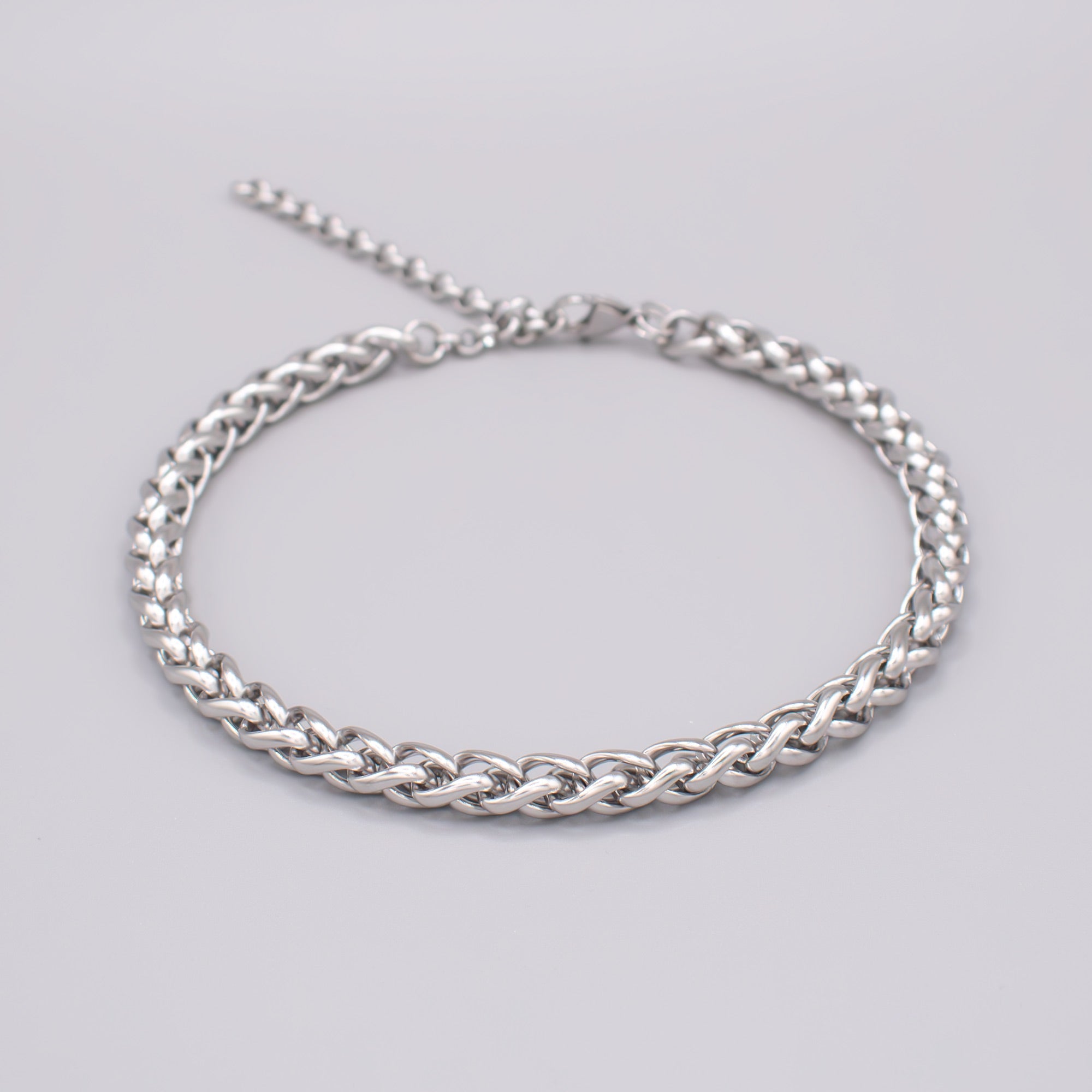 Plain Chunky Foxtail Choker Necklace - (Silver) 8mm