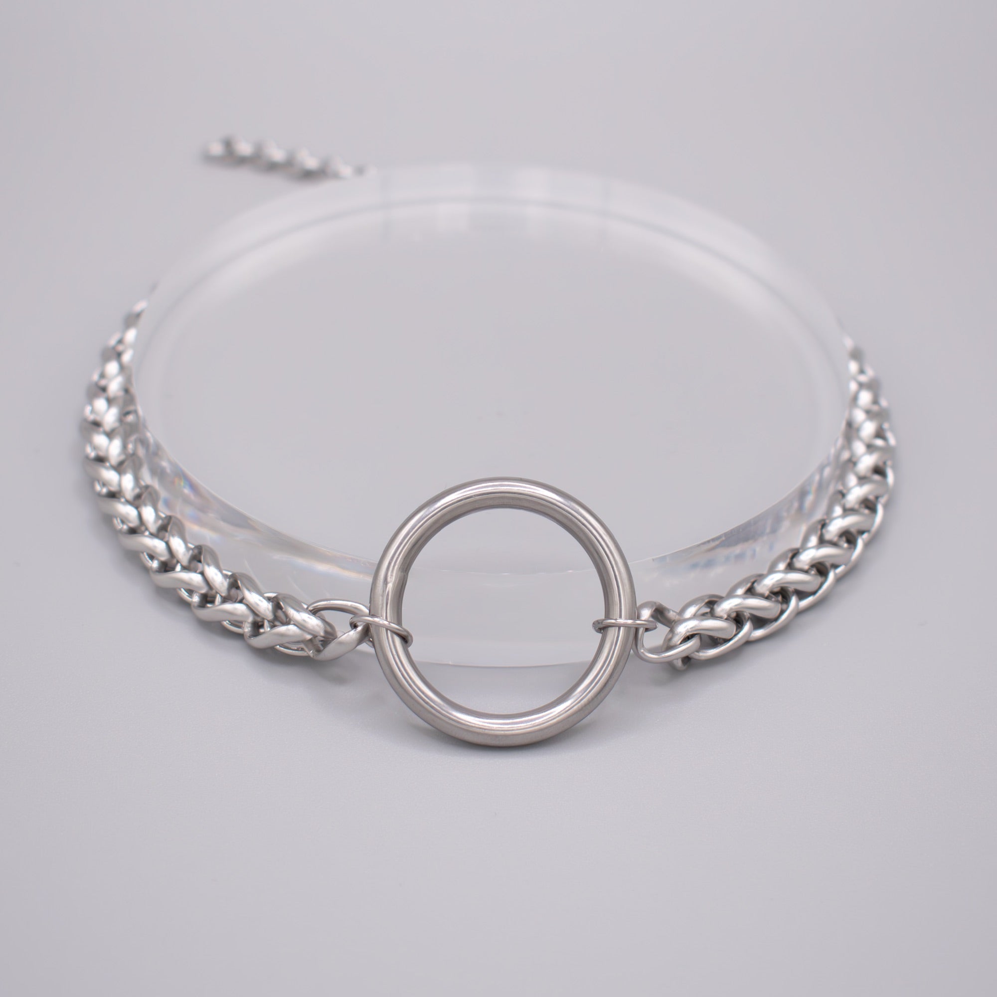 O Ring Foxtail Choker Necklace (Silver)