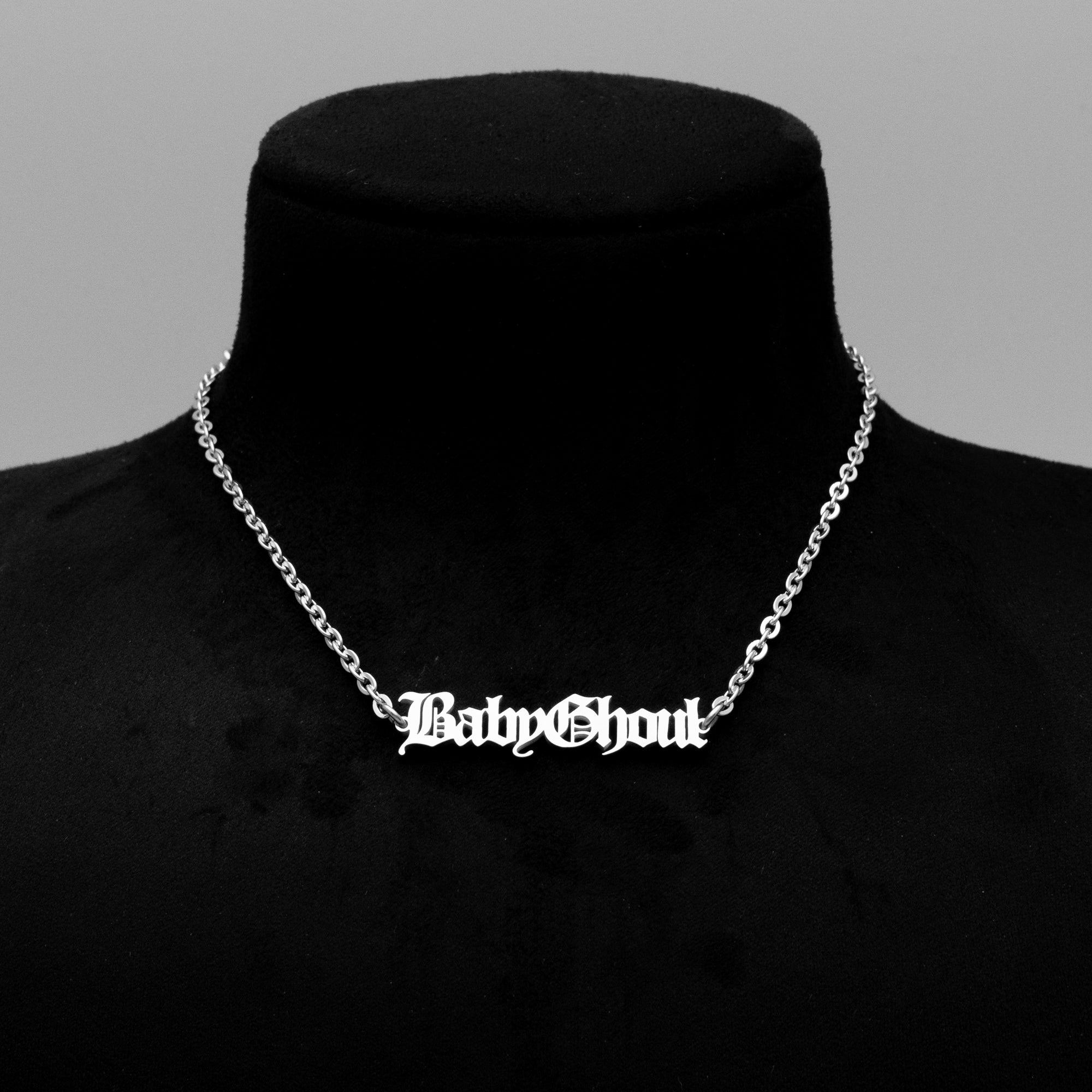 BabyGhoul Choker Necklace Old English/Gothic (Silver)