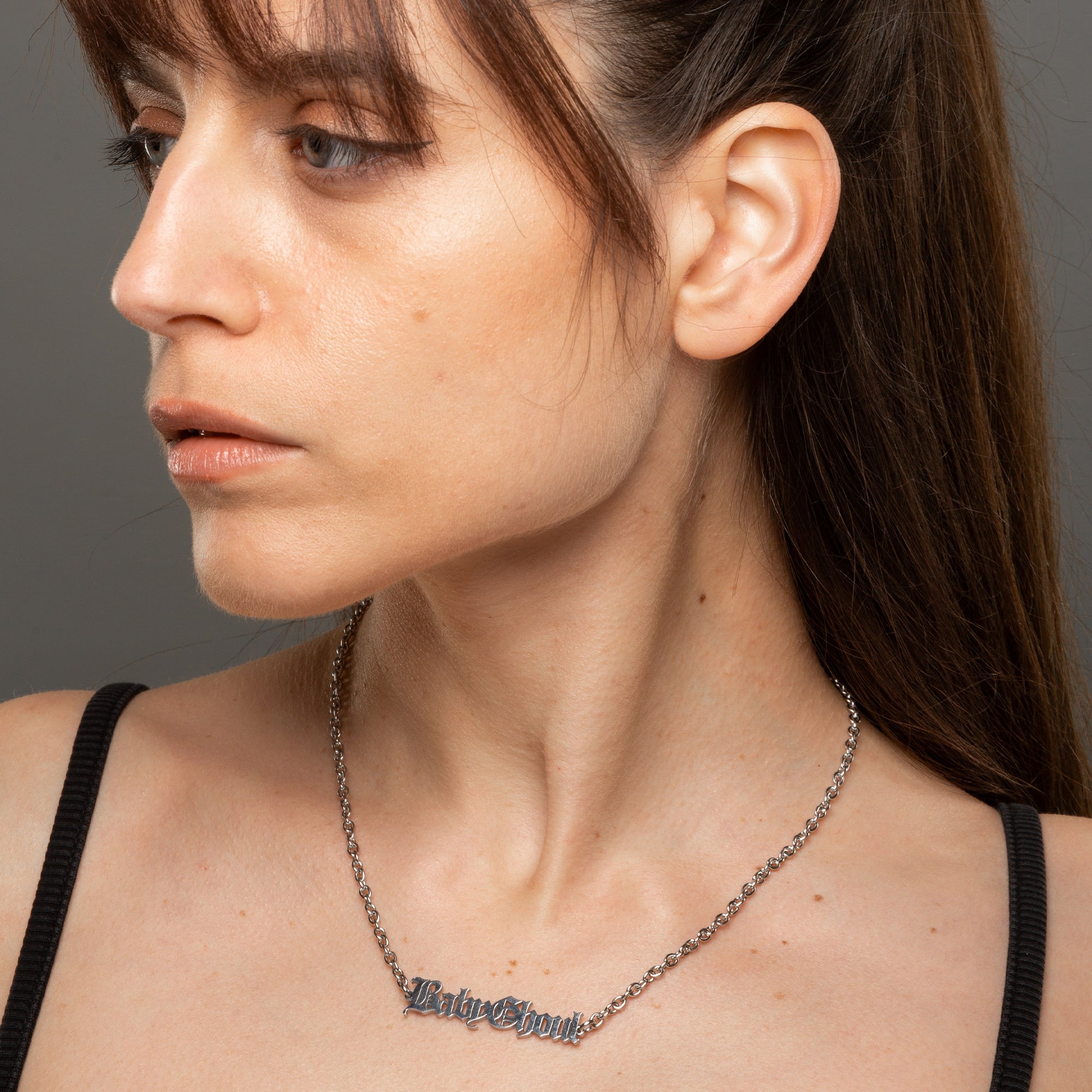 BabyGhoul pendant choker necklace in silver