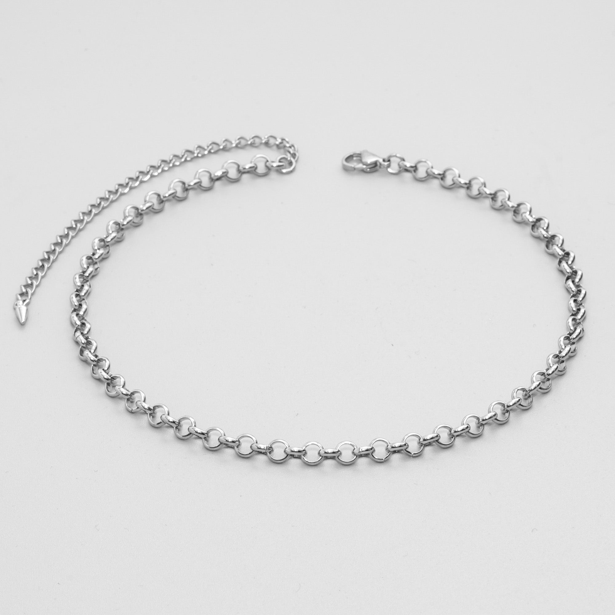 belcher chain choker necklace in silver 4mm 