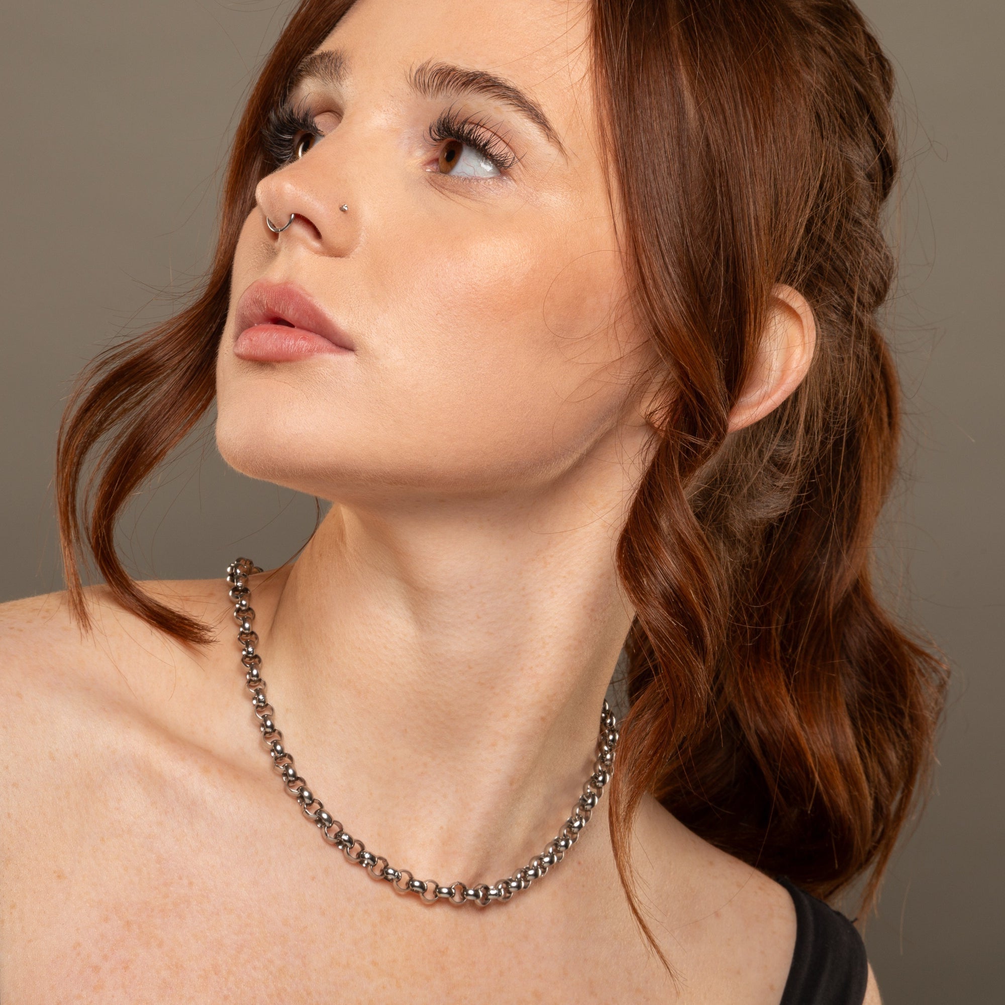 chunky belcher chain choker necklace in silver 7mm