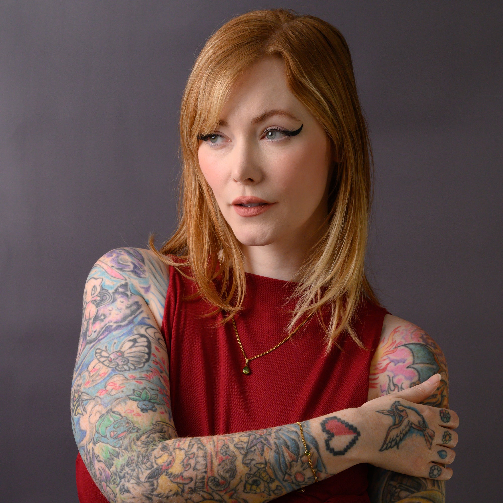 Gold Peridot Birthstone pendant necklace on dainty cuban chain 