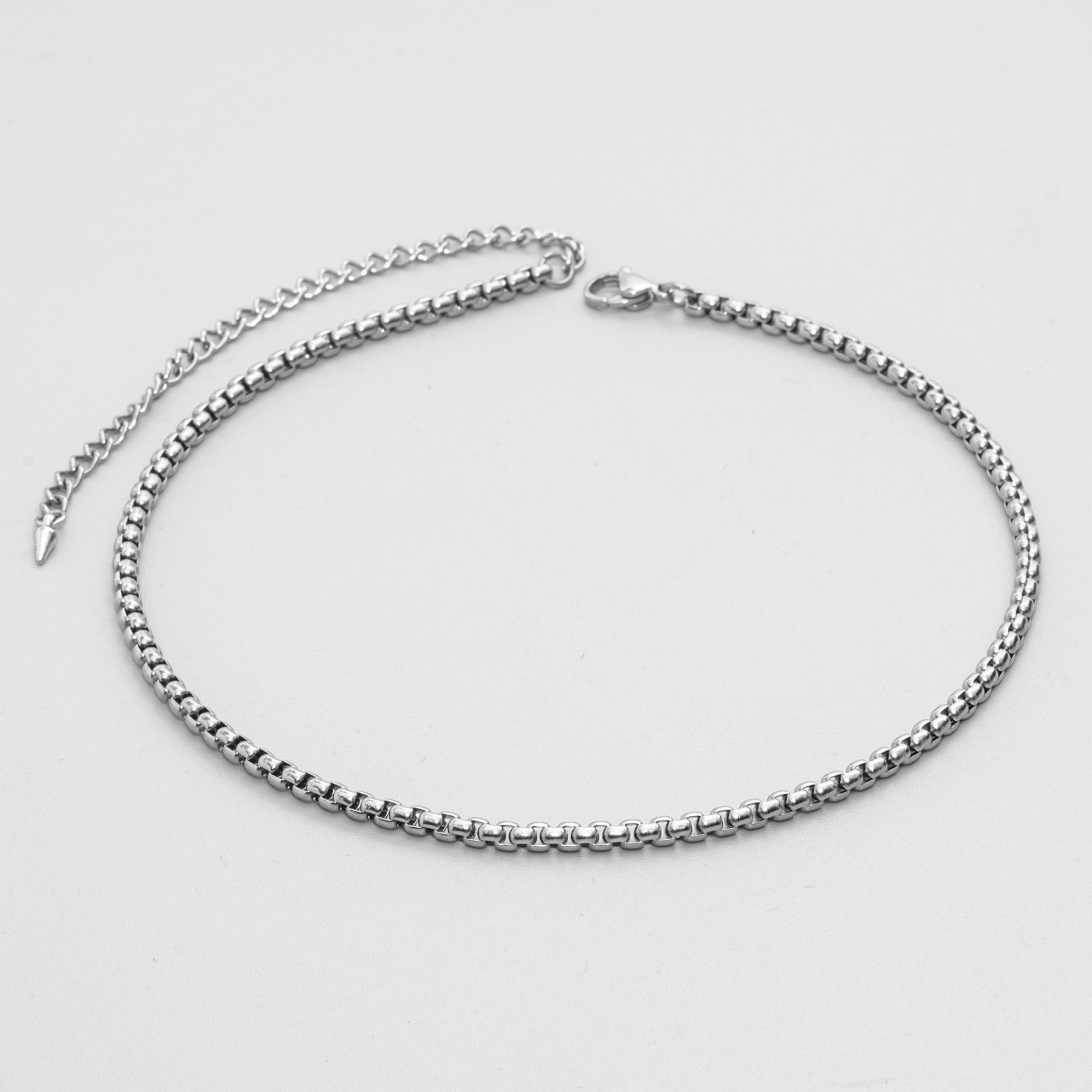 box chain choker necklace in silver 4mm 