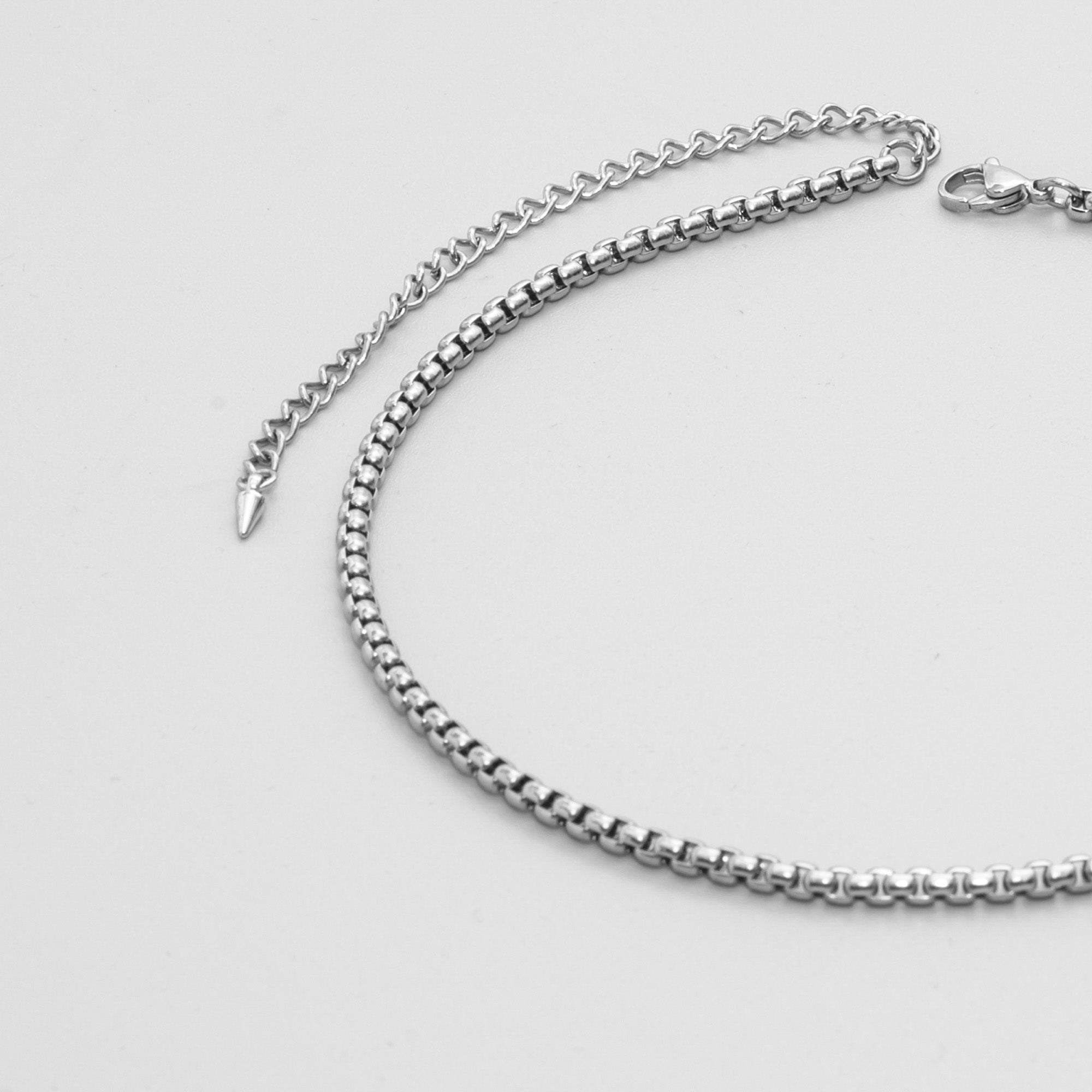 box chain choker necklace in silver 4mm 