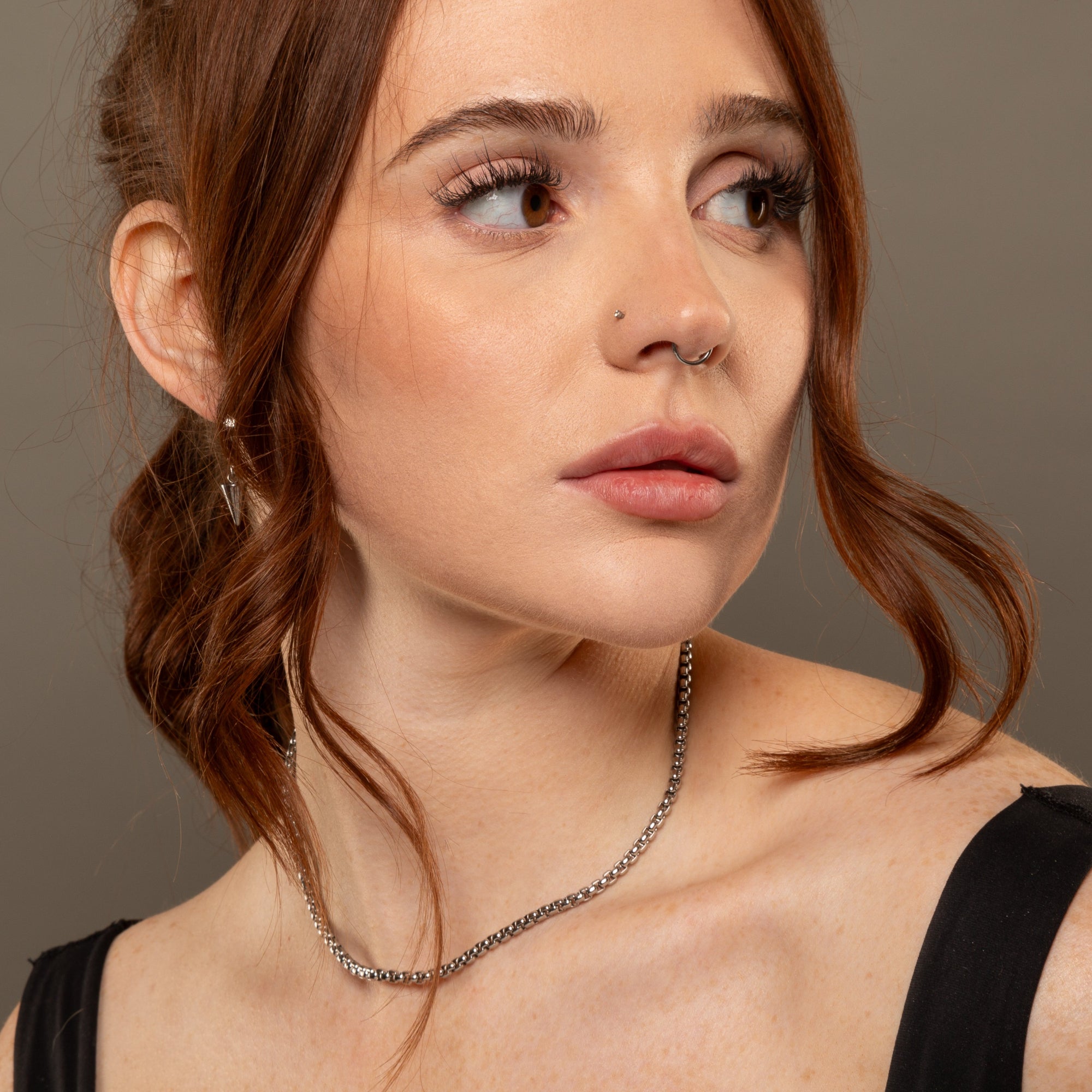 box chain choker necklace in silver 4mm 