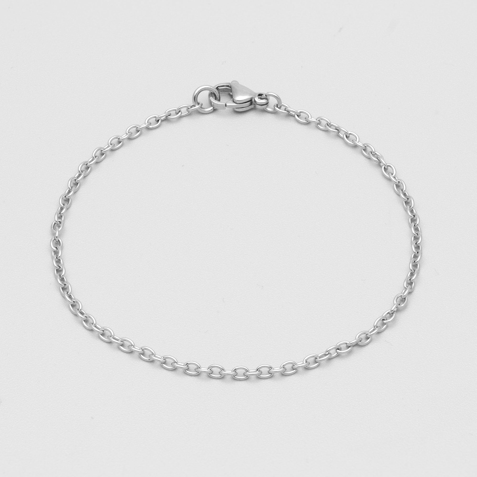 dainty silver cable chain bracelet 2mm wide