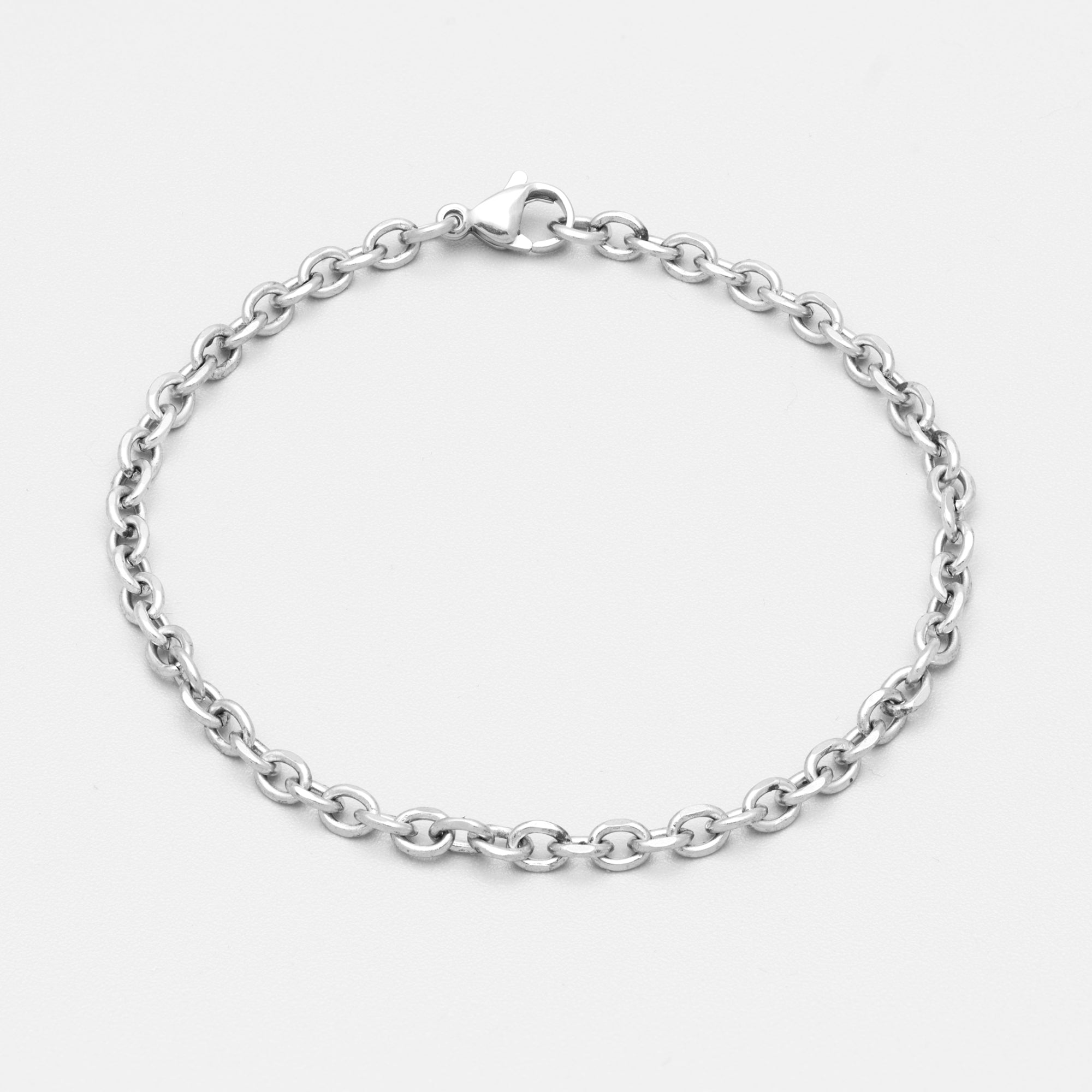 silver cable chain bracelet 4mm wide