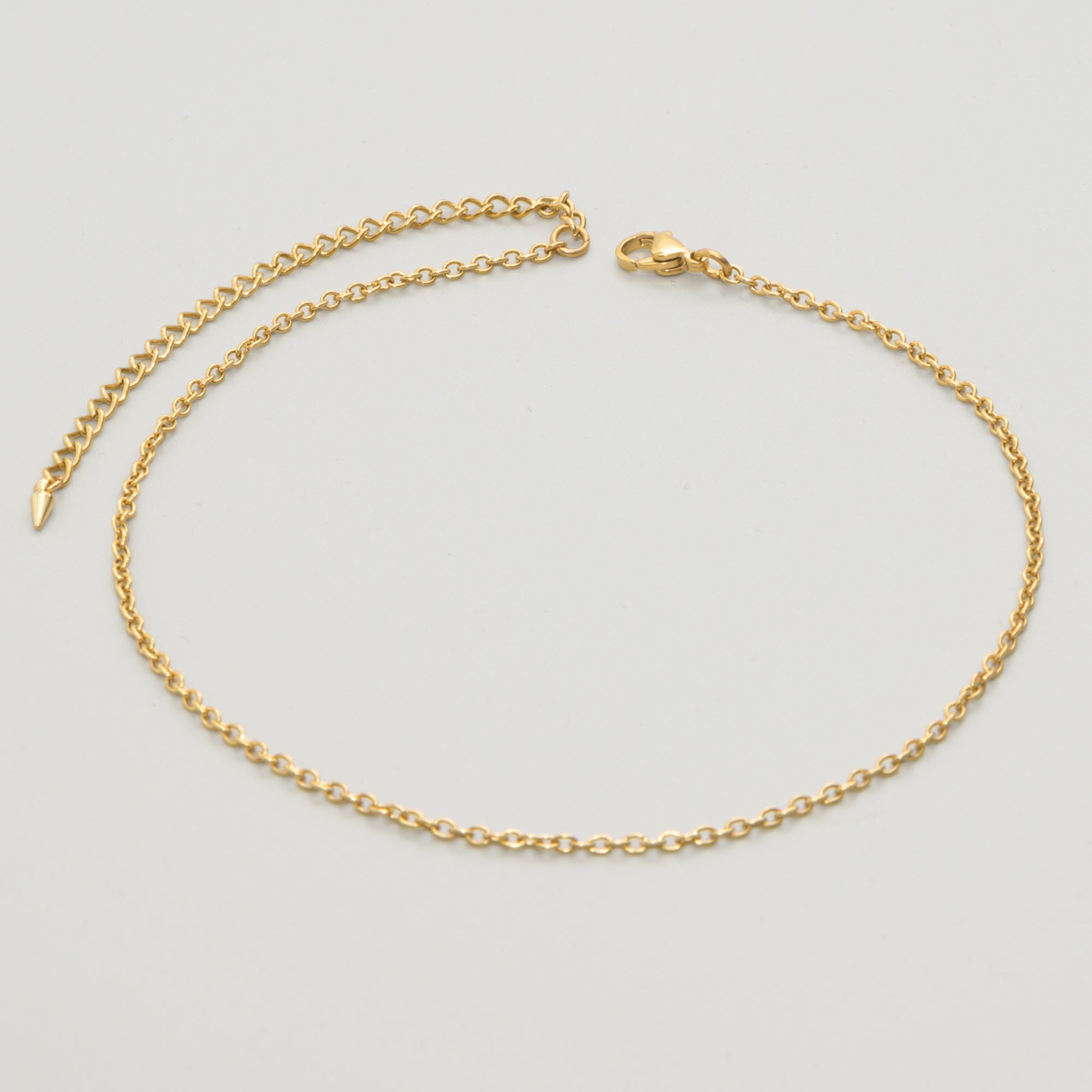Dainty 2mm cable chain choker necklace in gold stainless steel 