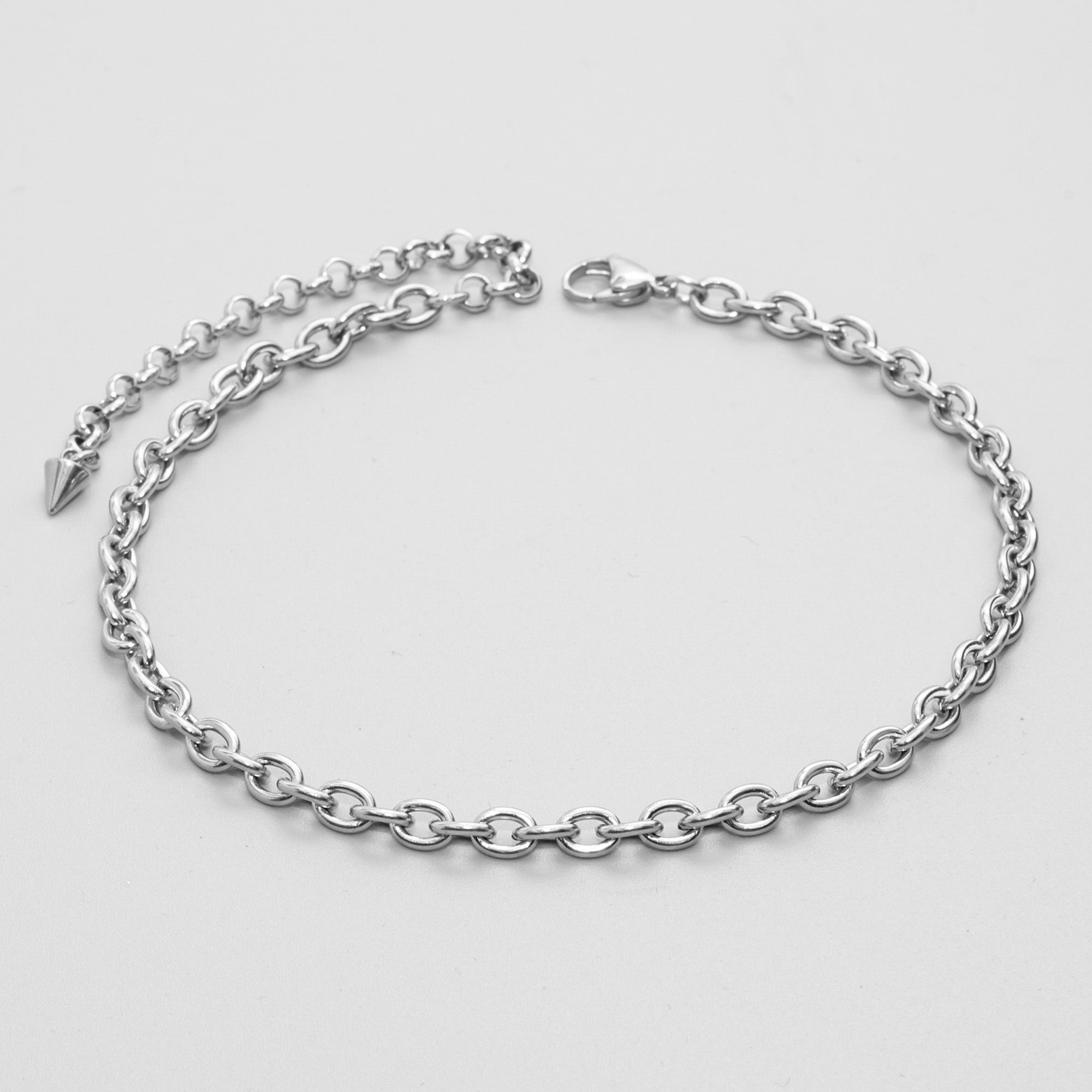 chunky 6mm cable chain choker necklace in silver stainless steel 
