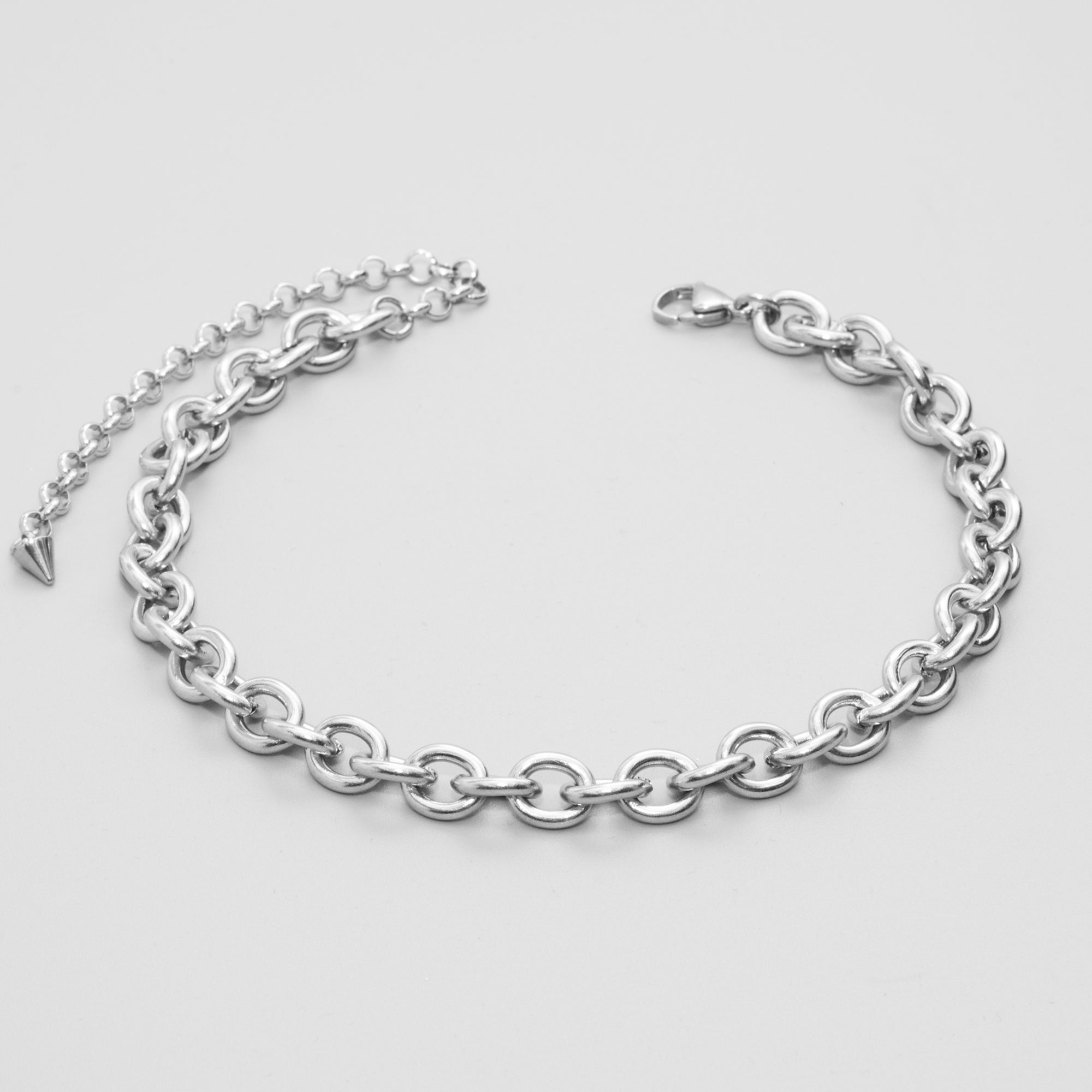 chunky 10mm cable chain choker in silver stainless steel