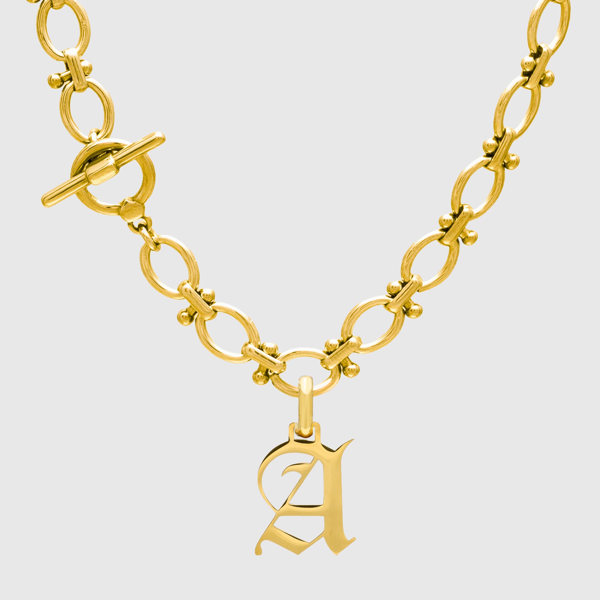 Chunky Oval Initial Necklace (Gold)
