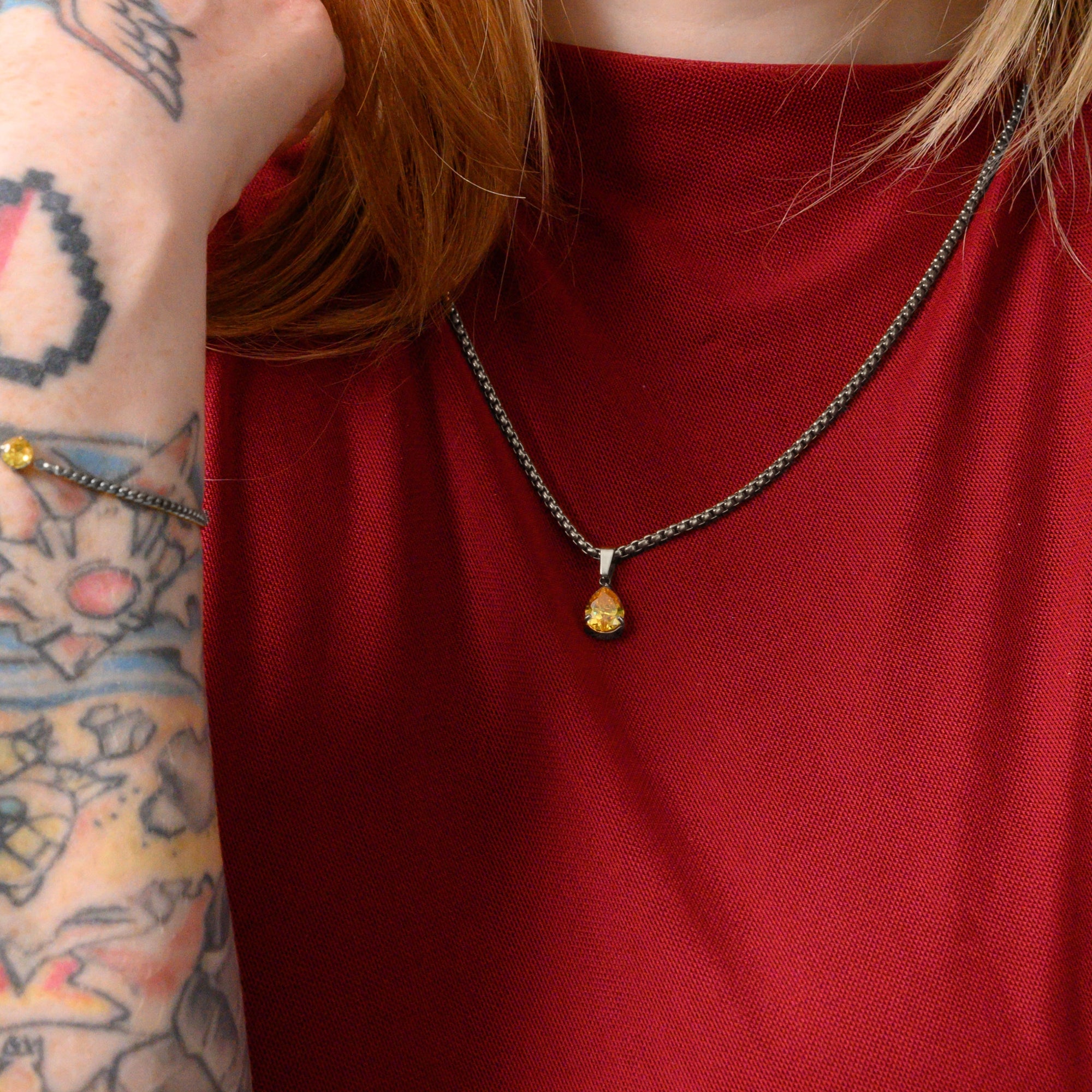 Citrine birthstone necklace in silver, November birthstone pendant necklace 