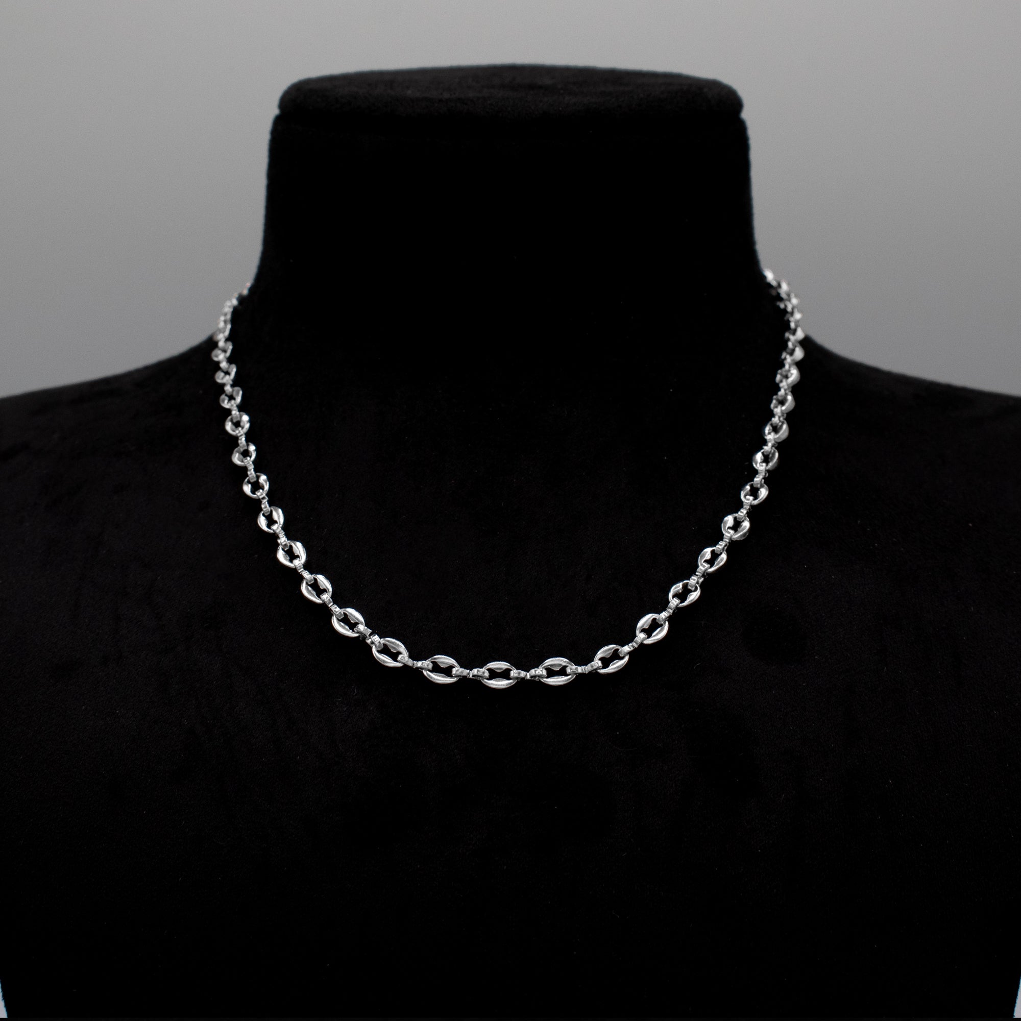 Collier chaîne en grains de café - (argent) 5 mm