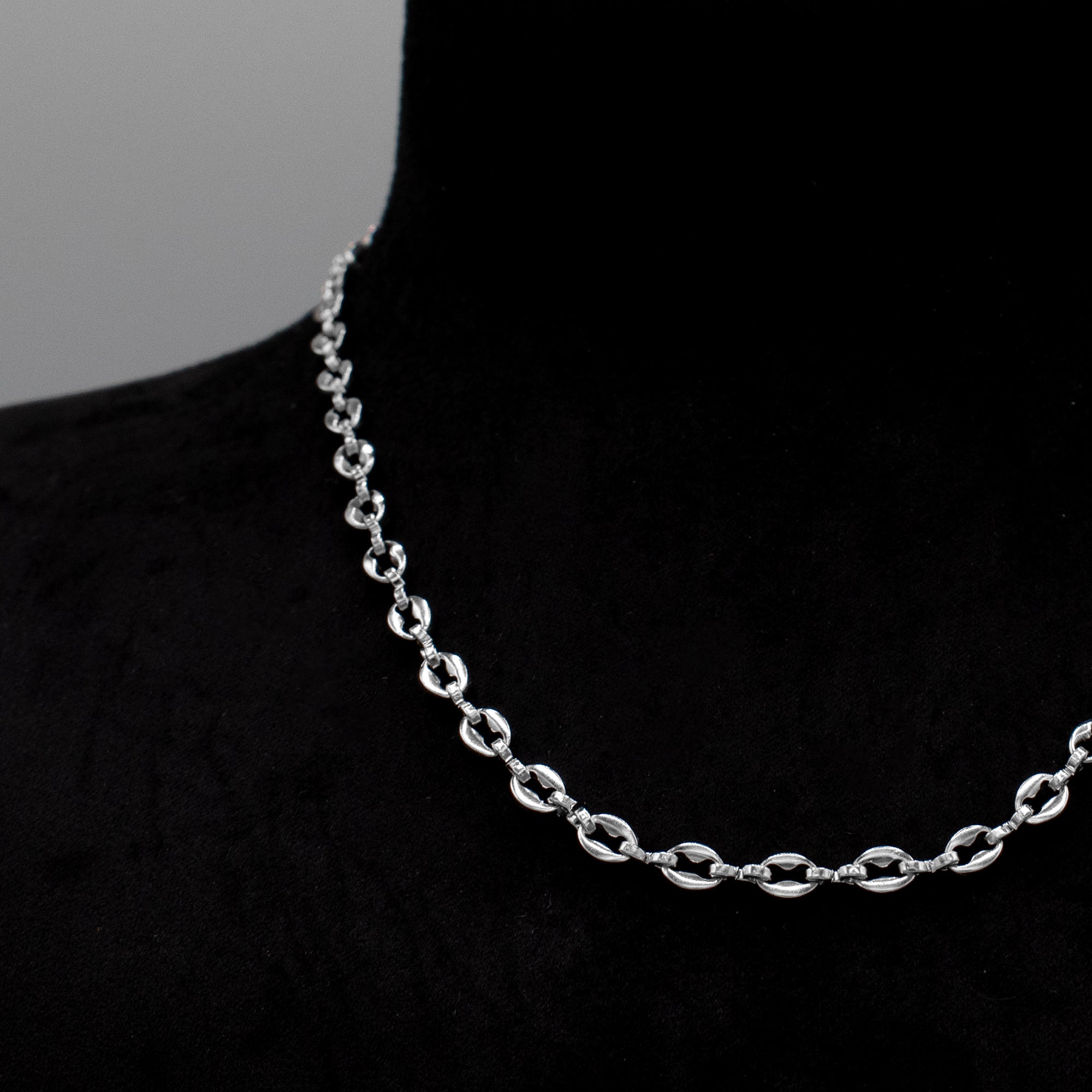 Collier chaîne en grains de café - (argent) 5 mm