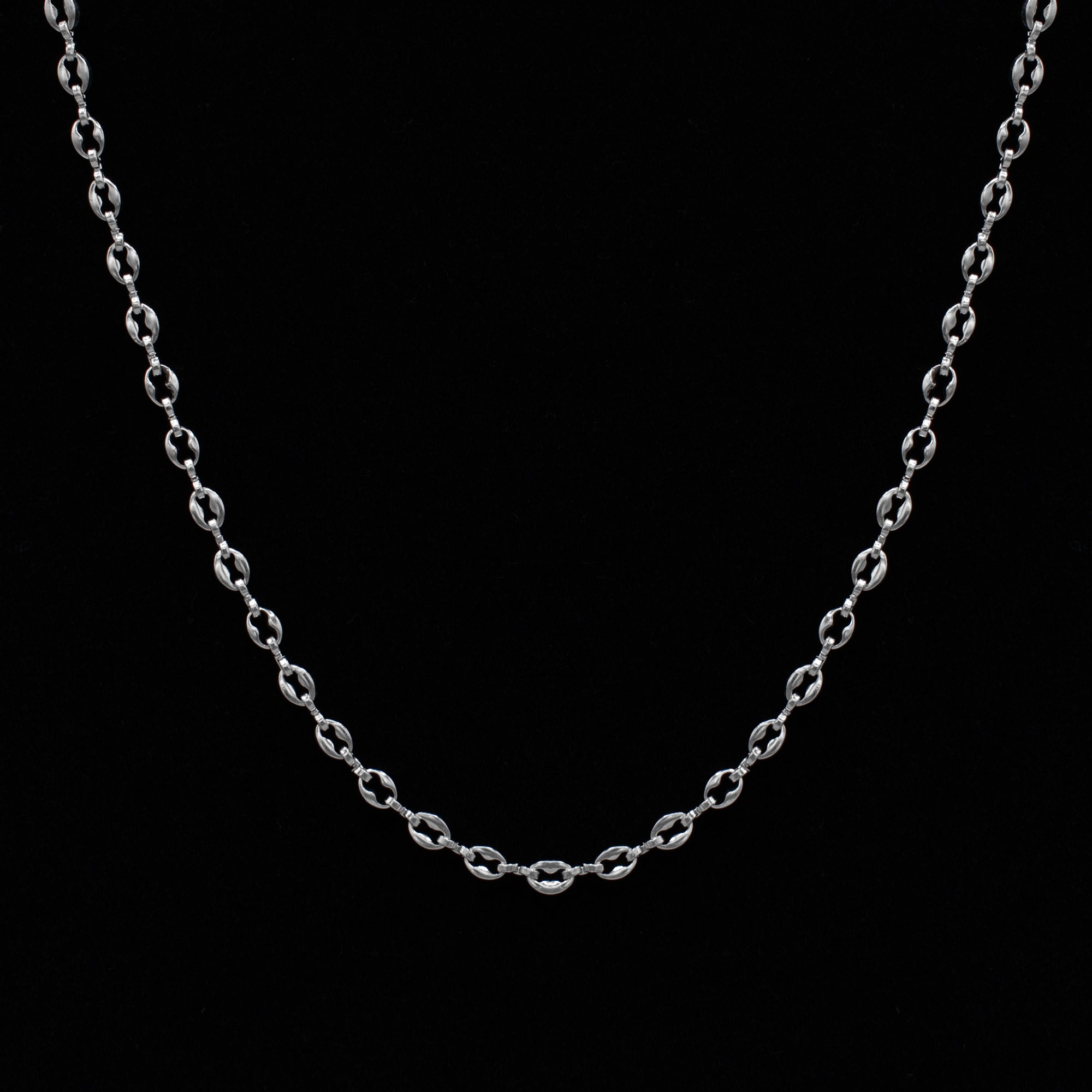 Collier chaîne en grains de café - (argent) 5 mm