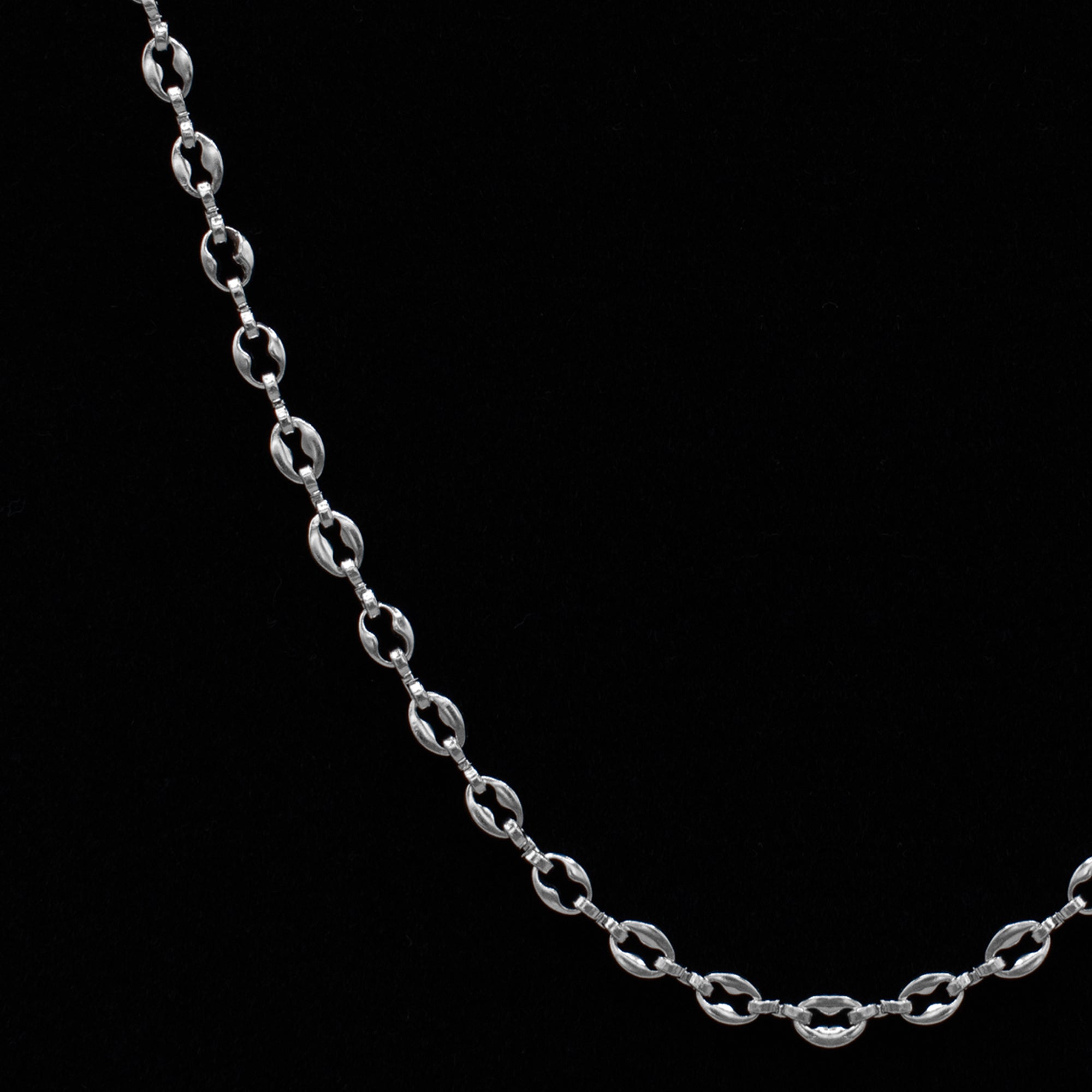 Collier chaîne en grains de café - (argent) 5 mm