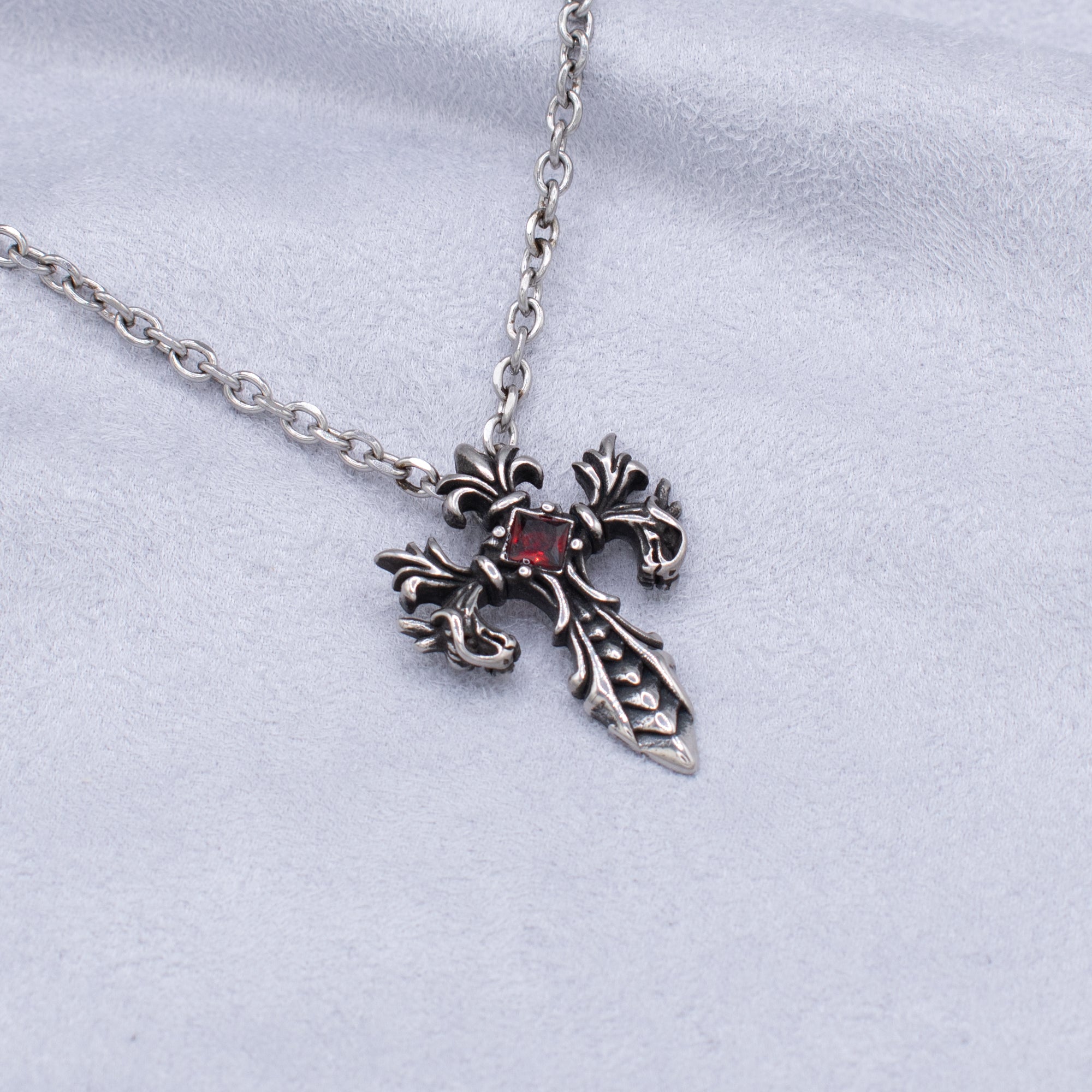 Gothic Cross Pendant Necklace (Silver)