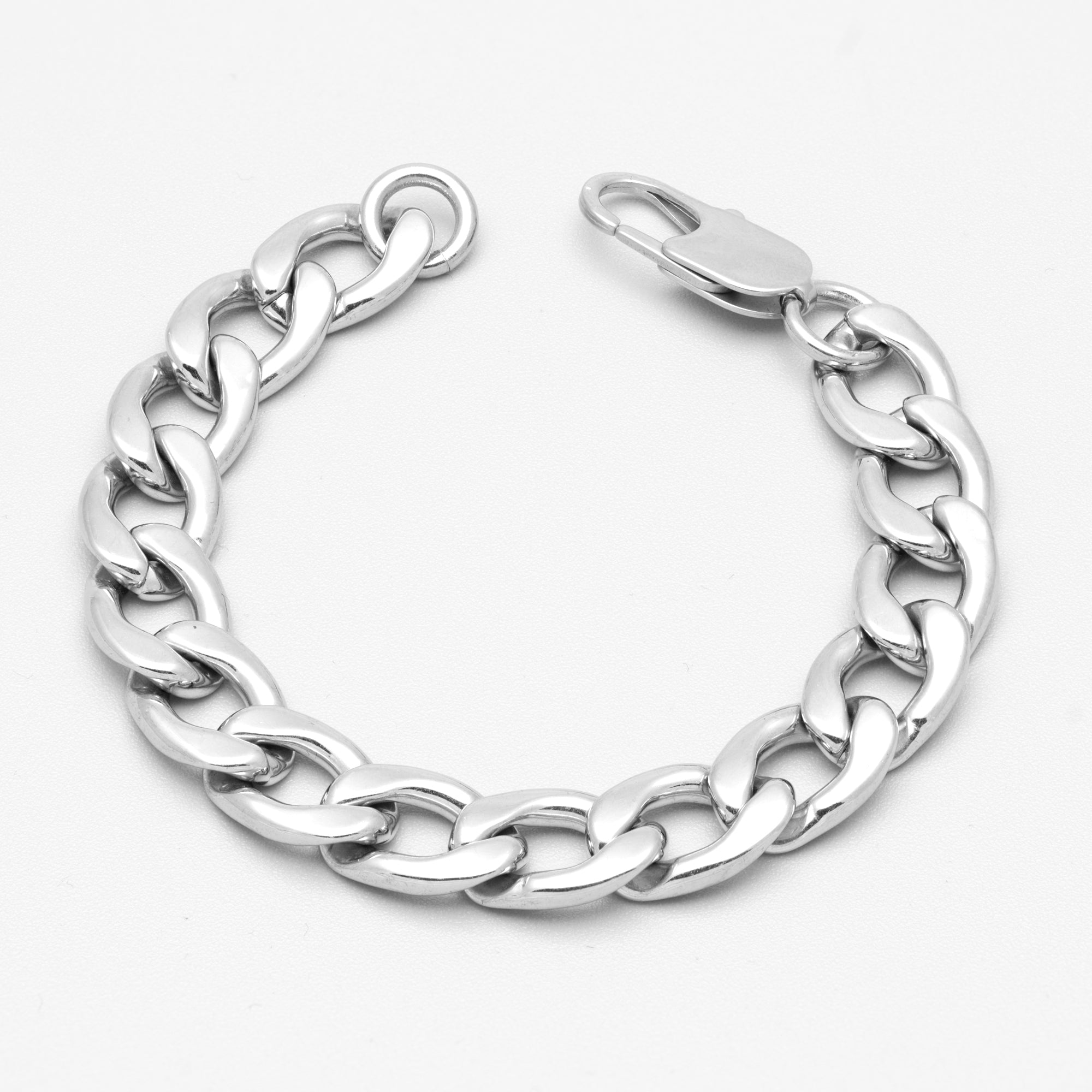 silver chunky cuban link bracelet 12mm