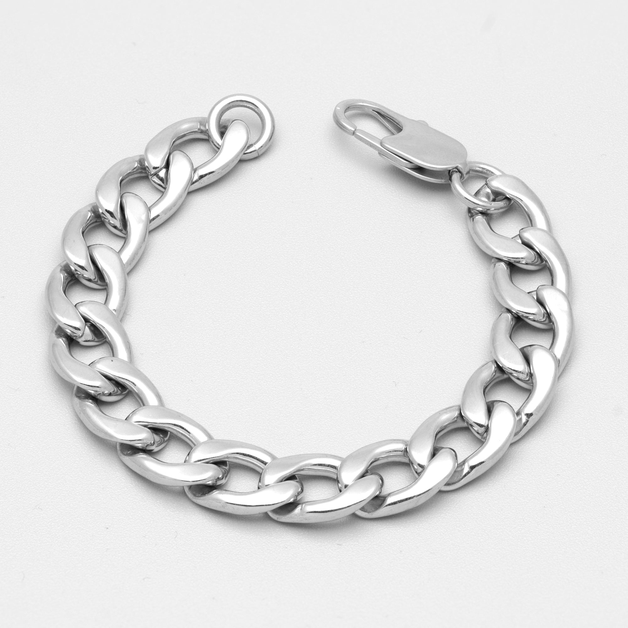 silver chunky cuban link bracelet 12mm