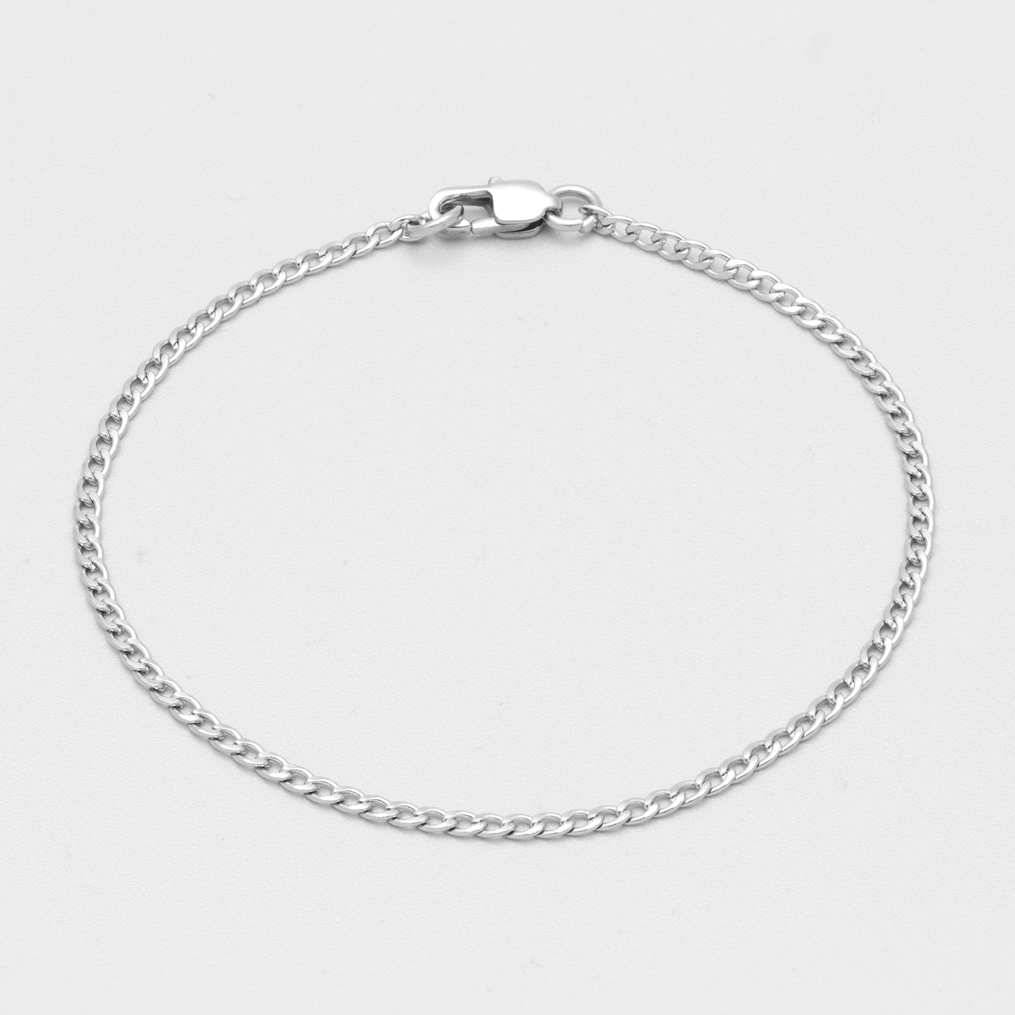 dainty silver cuban link bracelet 2mm wide