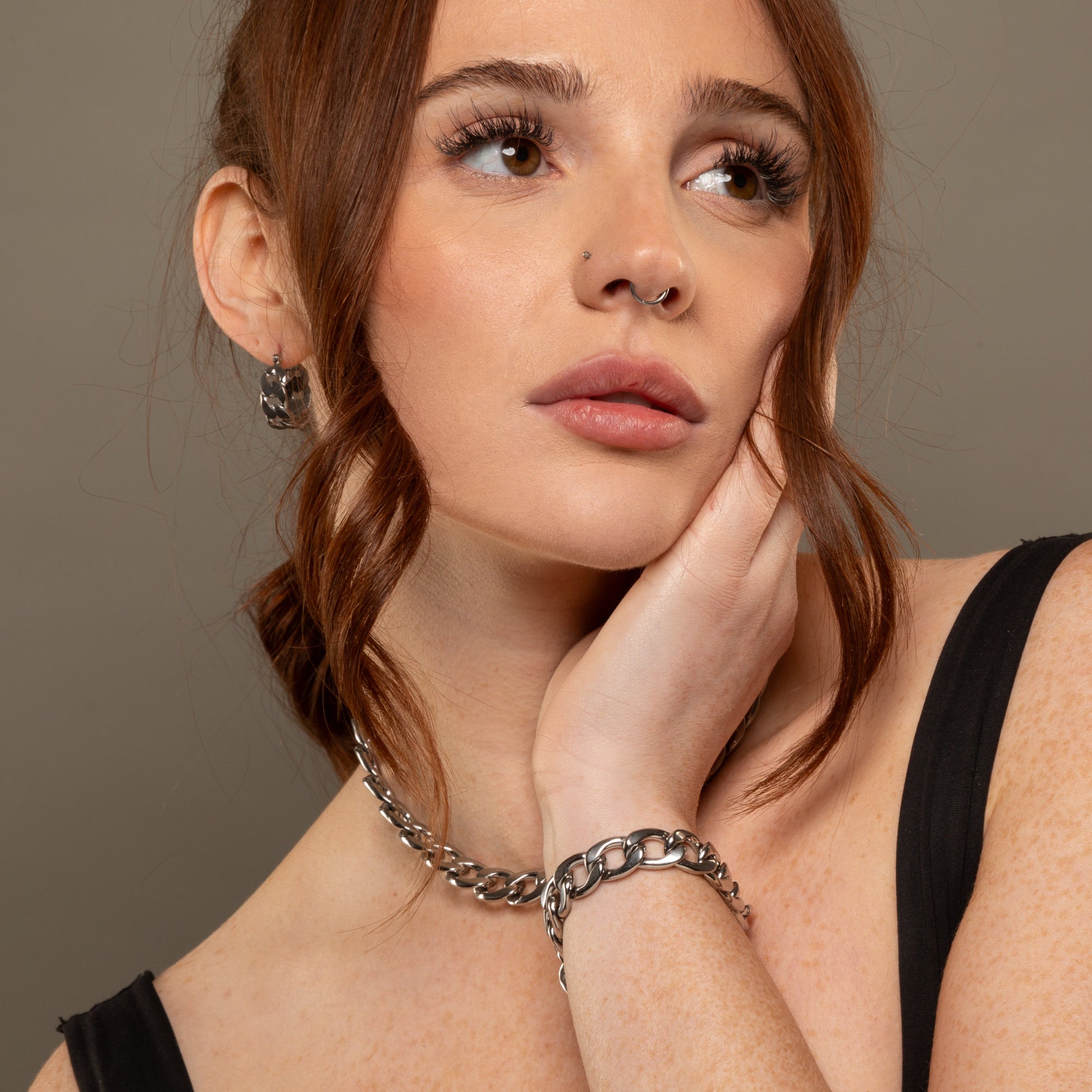 chunky cuban choker necklace in silver 12mm