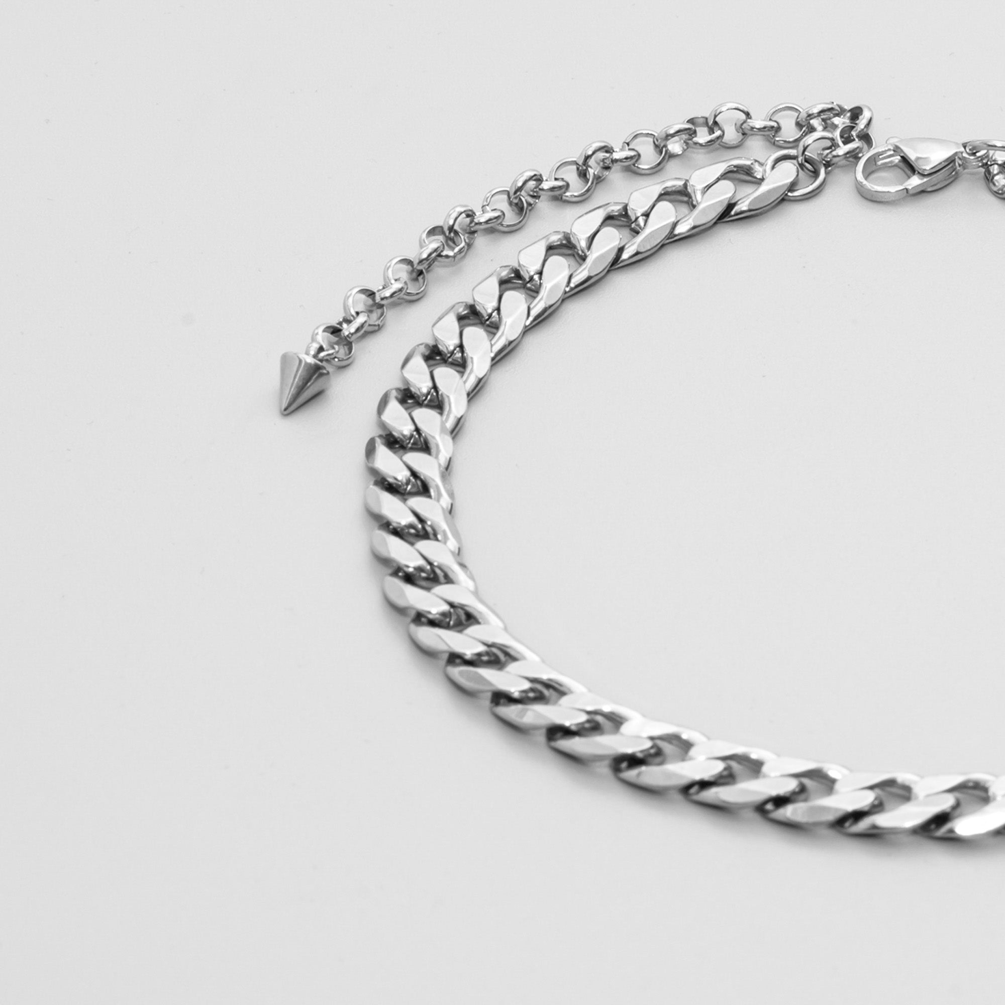 Chunky 10mm cuban link chain choker in silver stainless steel