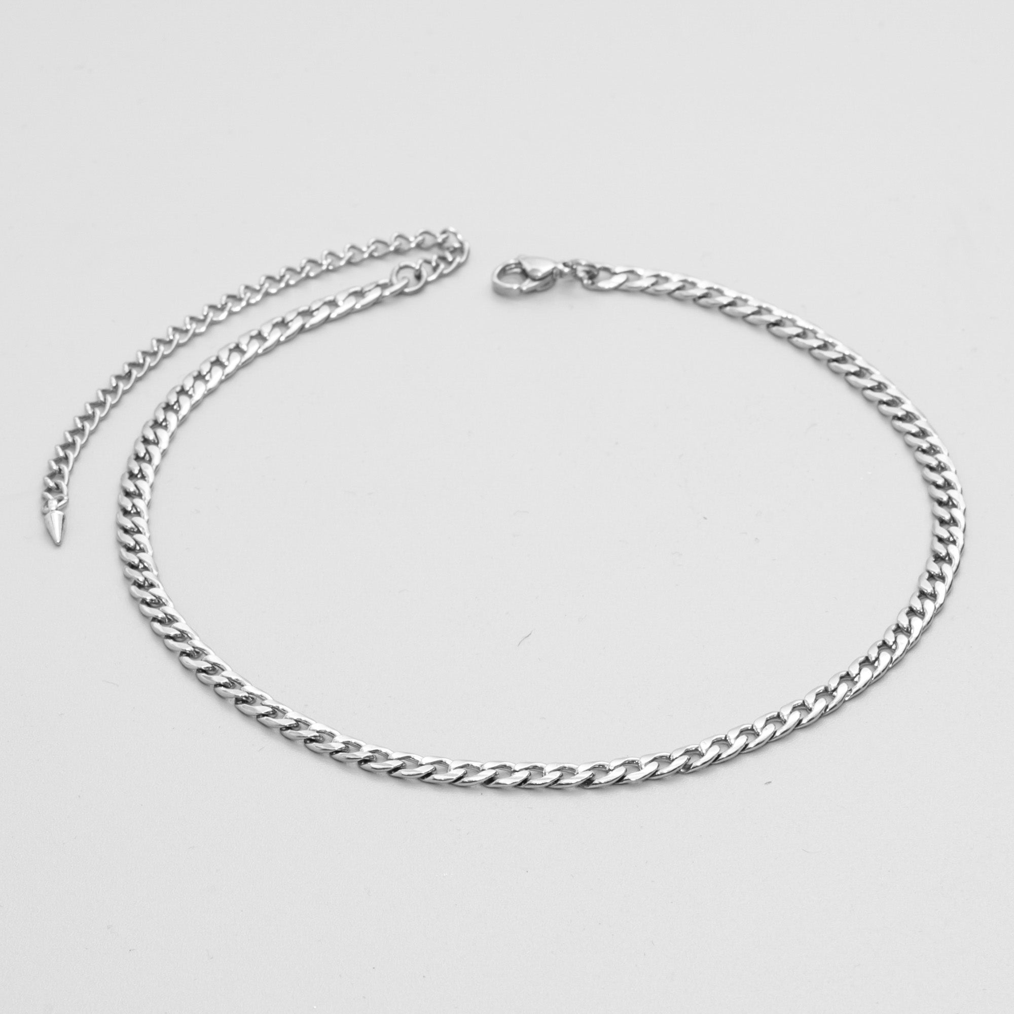 Chunky 5mm cuban link chain choker in silver stainless steel