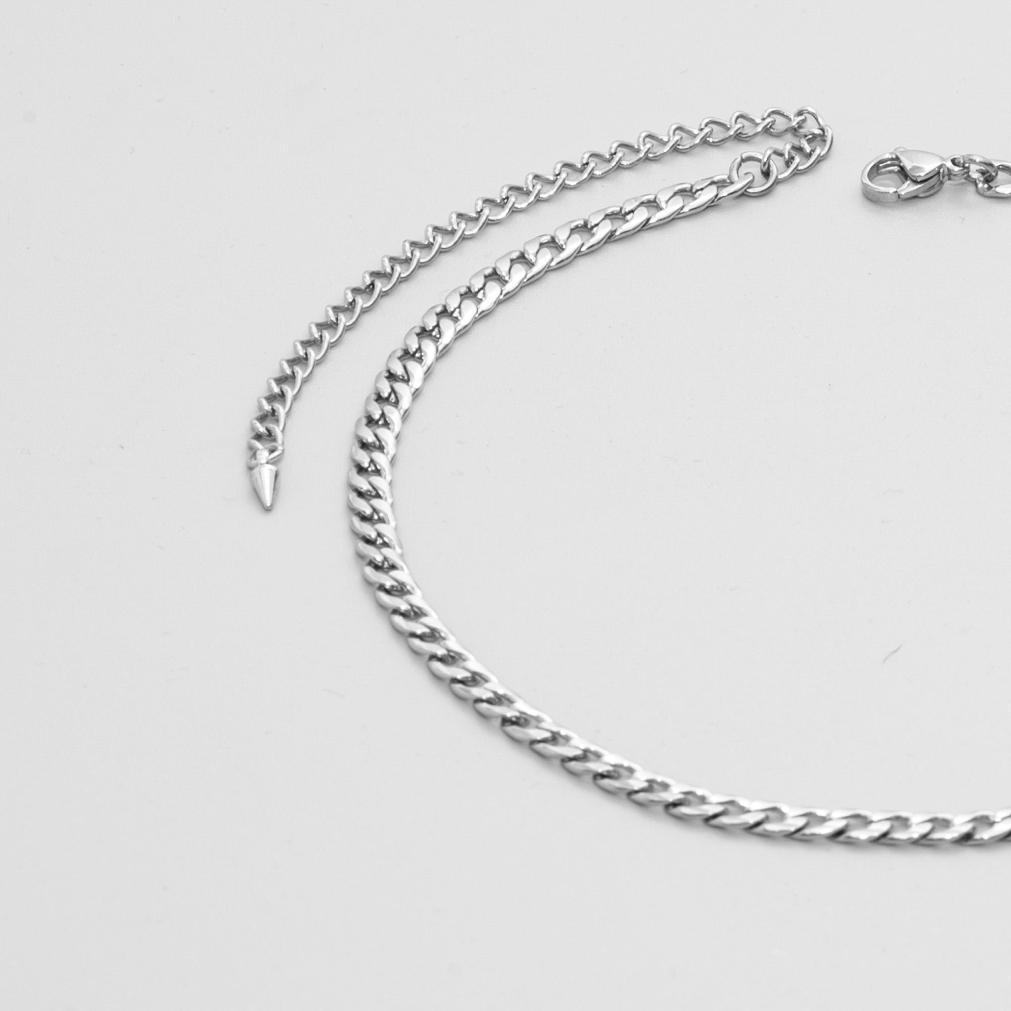 Chunky 5mm cuban link chain choker in silver stainless steel