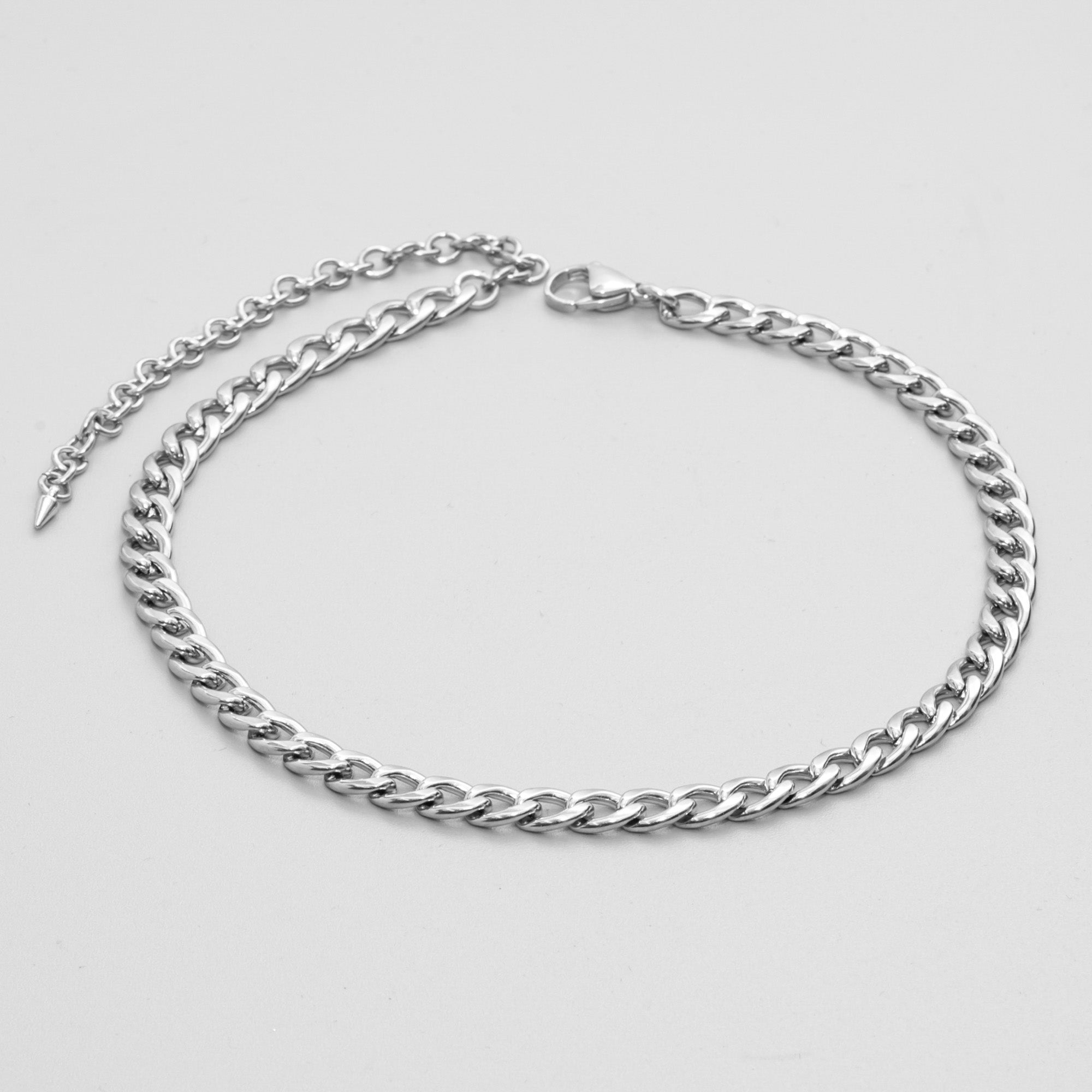 Chunky 7mm cuban link chain choker in silver stainless steel