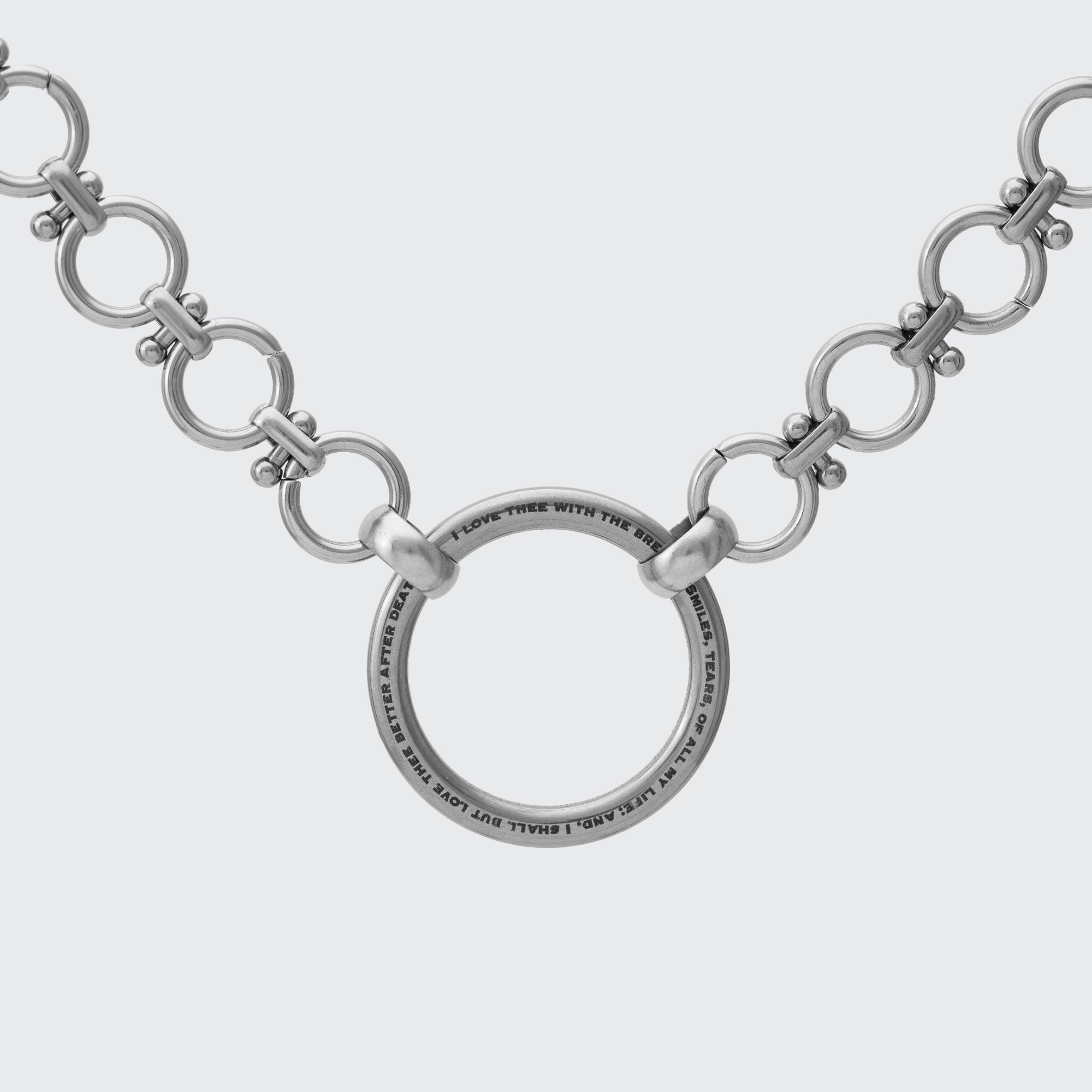 Large Engraved O Ring Day Collar - 12mm O Link Chain (Silver)