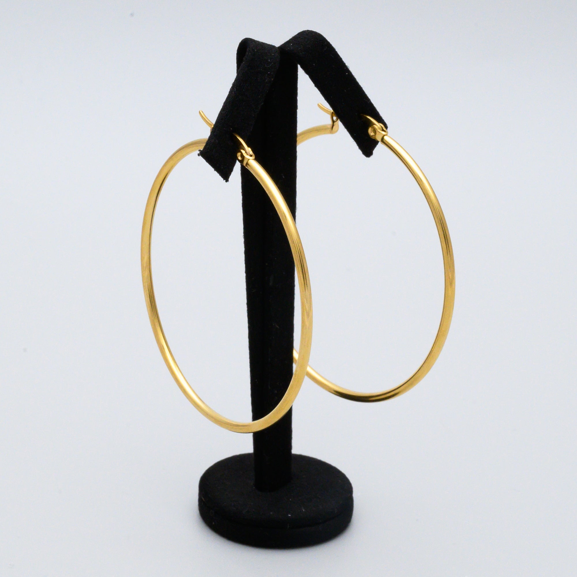 Extra Large Plain Hoop Earrings 55mm (Gold)