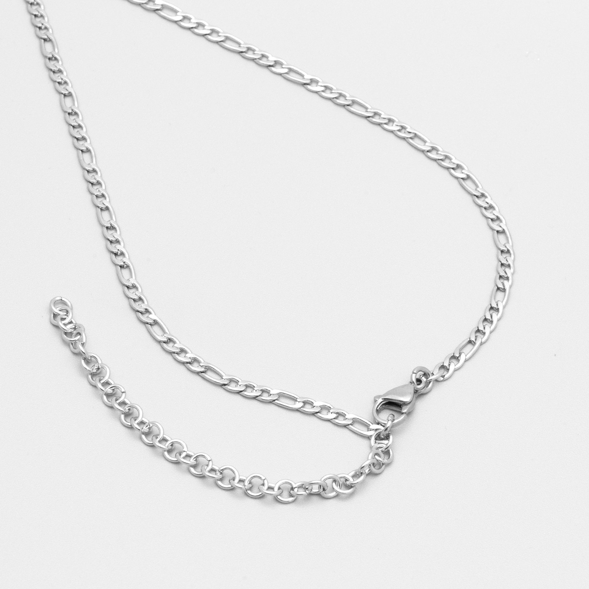 Heart Pendant Micro Slip Chain/Day Collar - 4mm Figaro Chain (Silver)