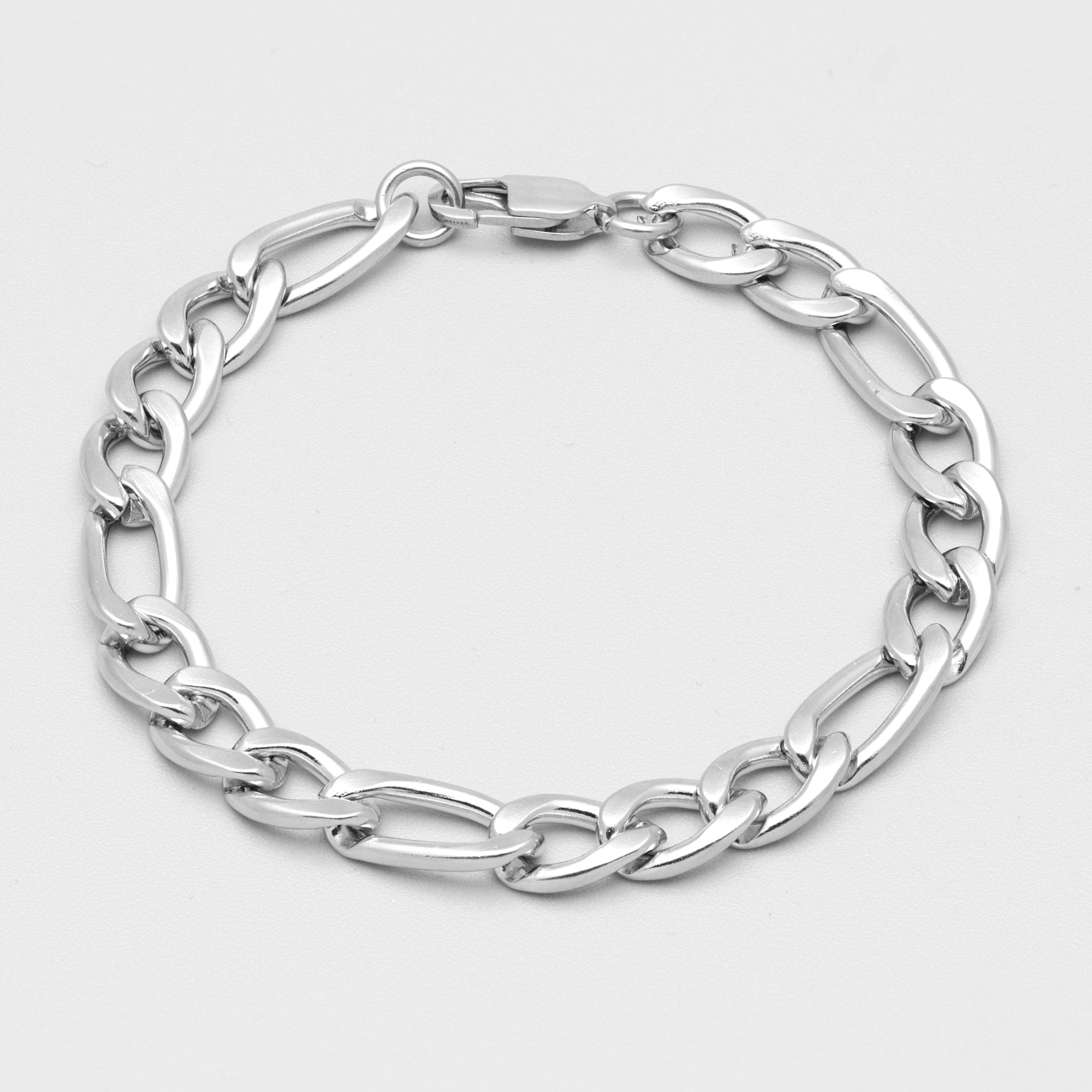 thick and chunky silver Figaro bracelet 10mm wide