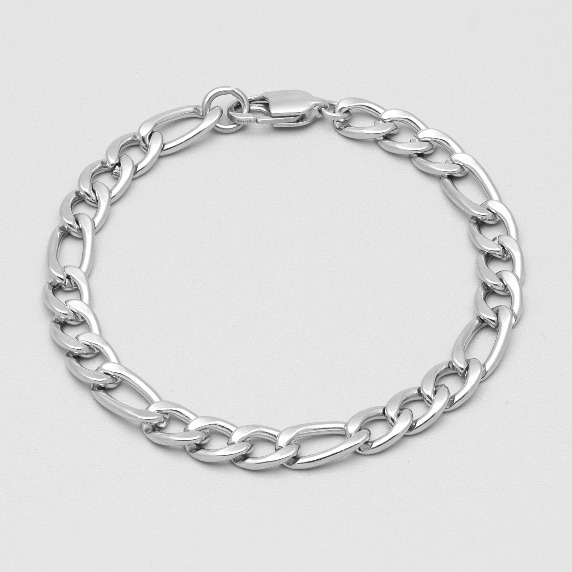 chunky silver figaro chain bracelet 7mm wide